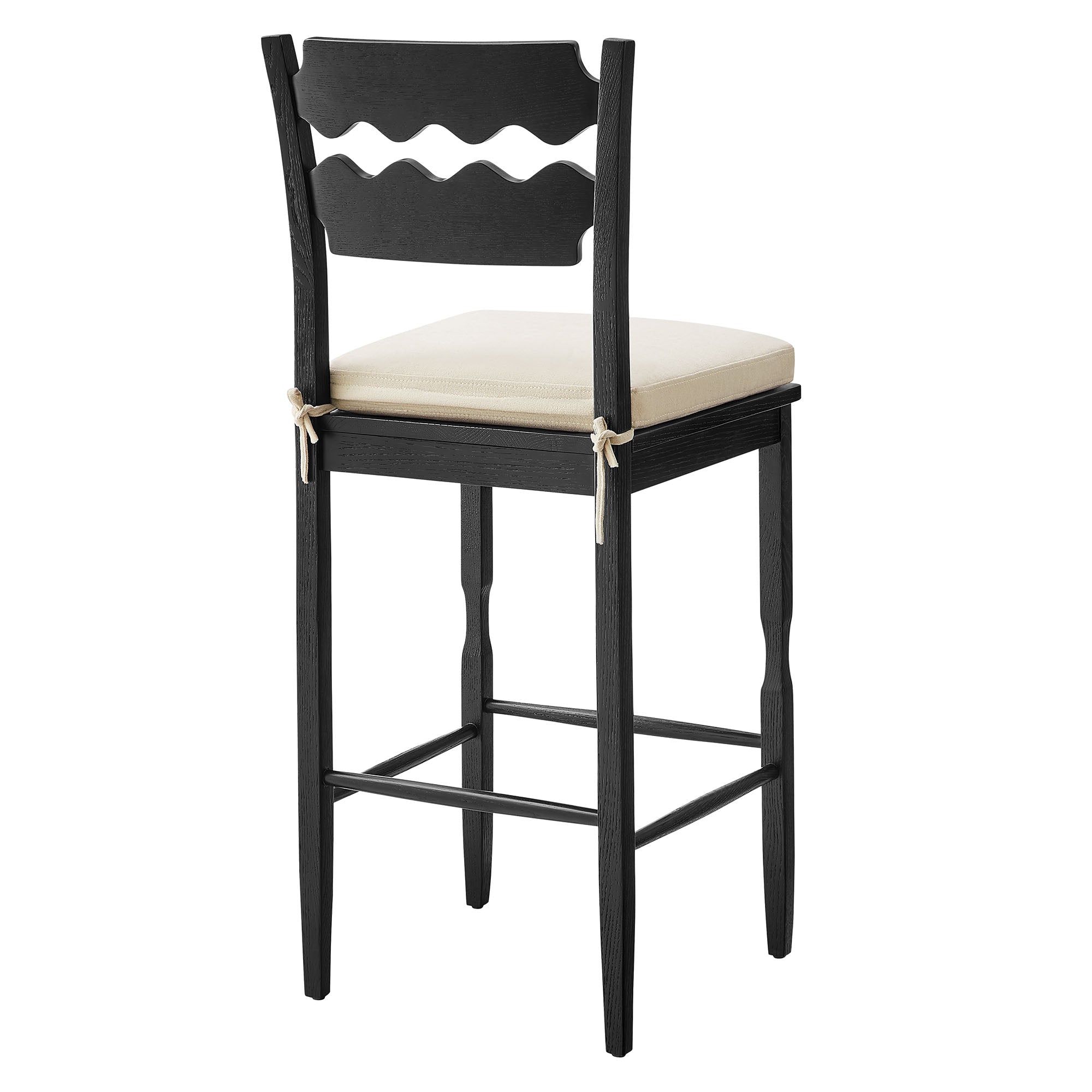 Modway EEI-7519 Jax Oak Wood Bar Stool With Wavy Razor Back and Cushion