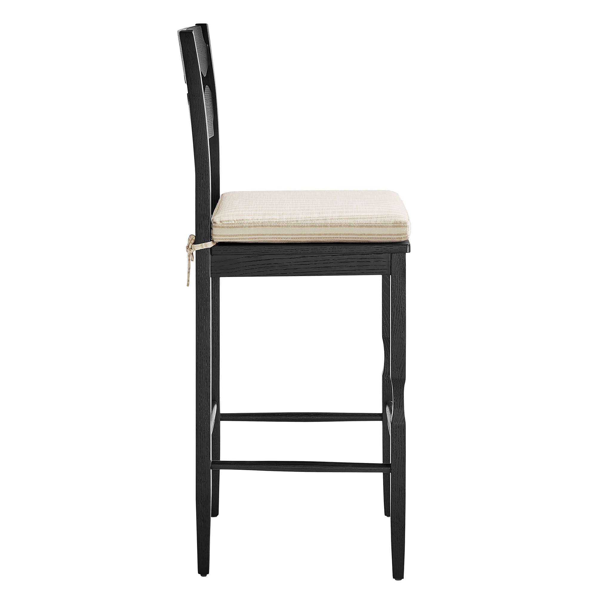 Modway Jax Oak Wood Bar Stool With Wavy Razor Back and Cushion
