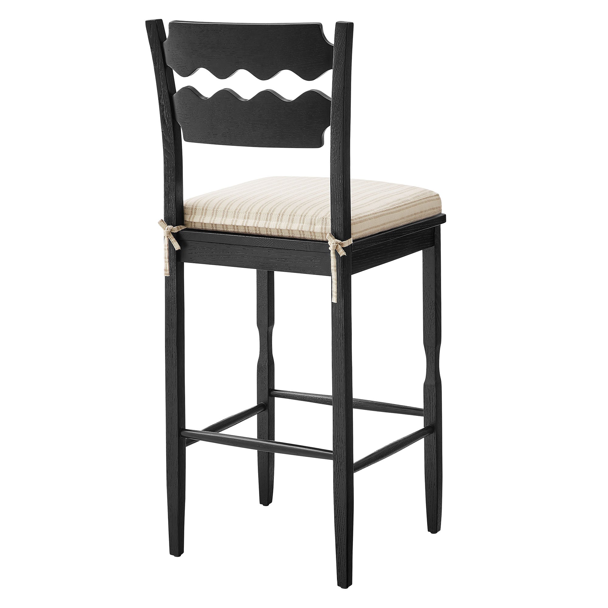 Modway Jax Oak Wood Bar Stool With Wavy Razor Back and Cushion