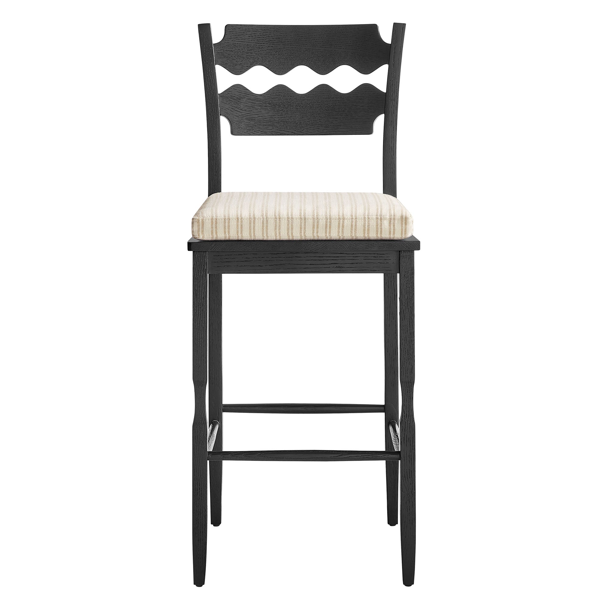 Modway EEI-7519 Jax Oak Wood Bar Stool With Wavy Razor Back and Cushion