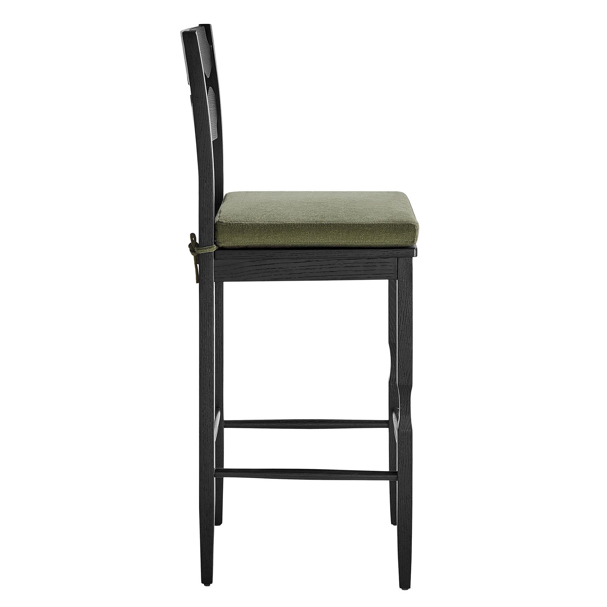 Modway Jax Oak Wood Bar Stool With Wavy Razor Back and Cushion
