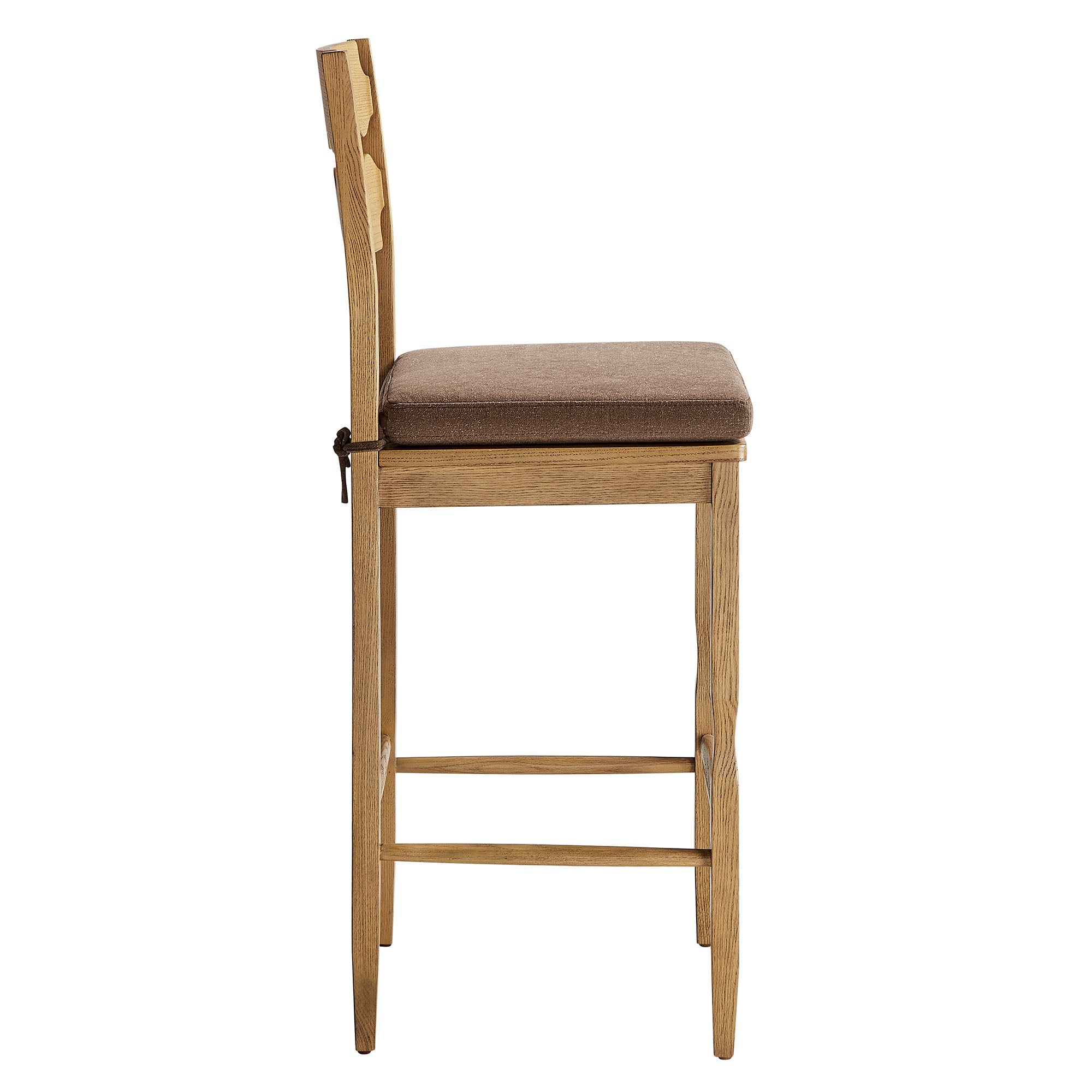 Modway Jax Oak Wood Bar Stool With Wavy Razor Back and Cushion