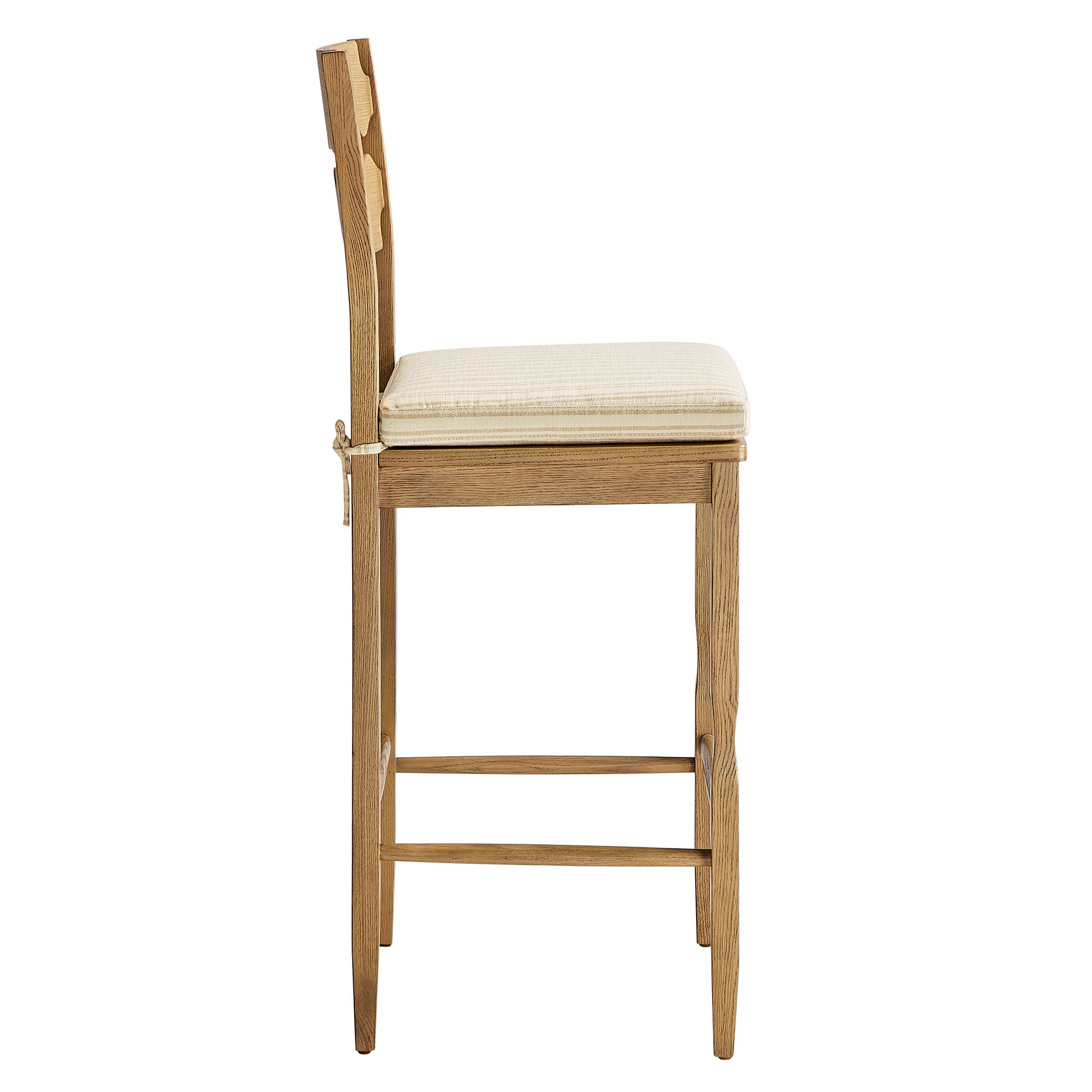 Modway Jax Oak Wood Bar Stool With Wavy Razor Back and Cushion