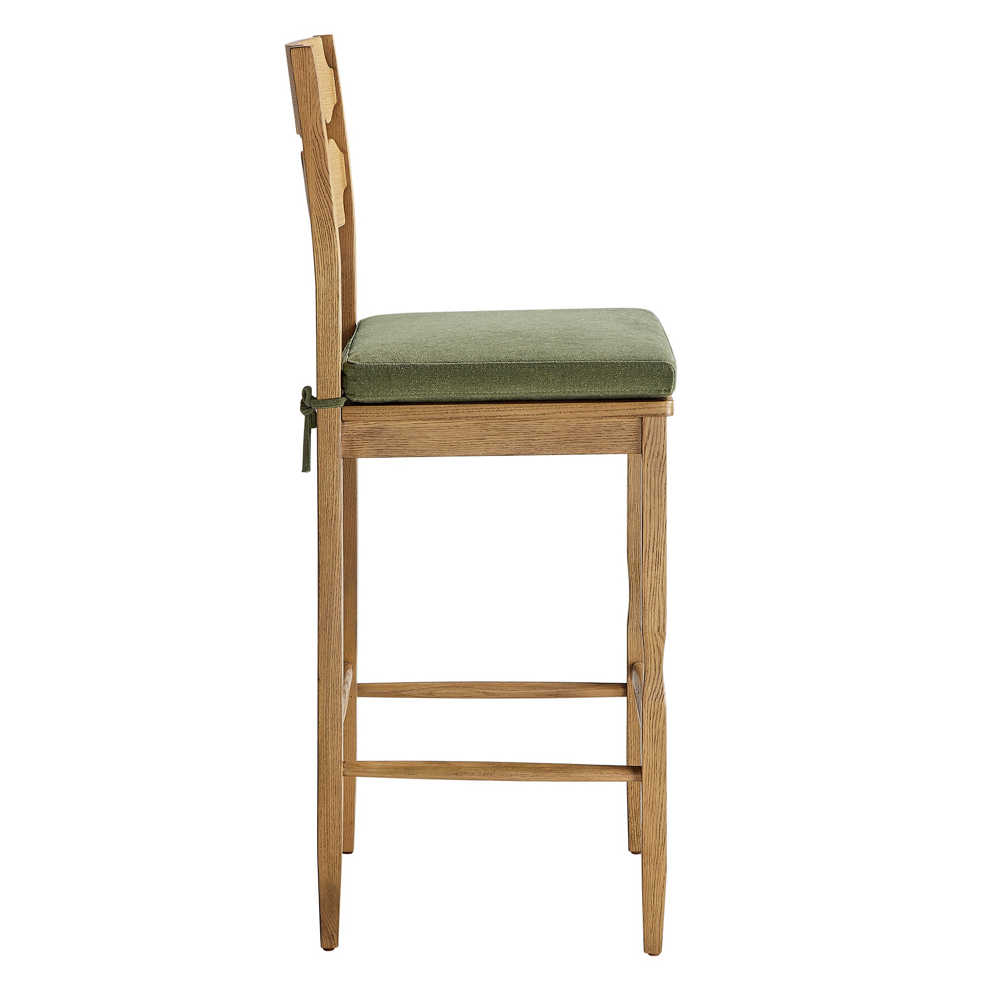 Modway EEI-7519 Jax Oak Wood Bar Stool With Wavy Razor Back and Cushion