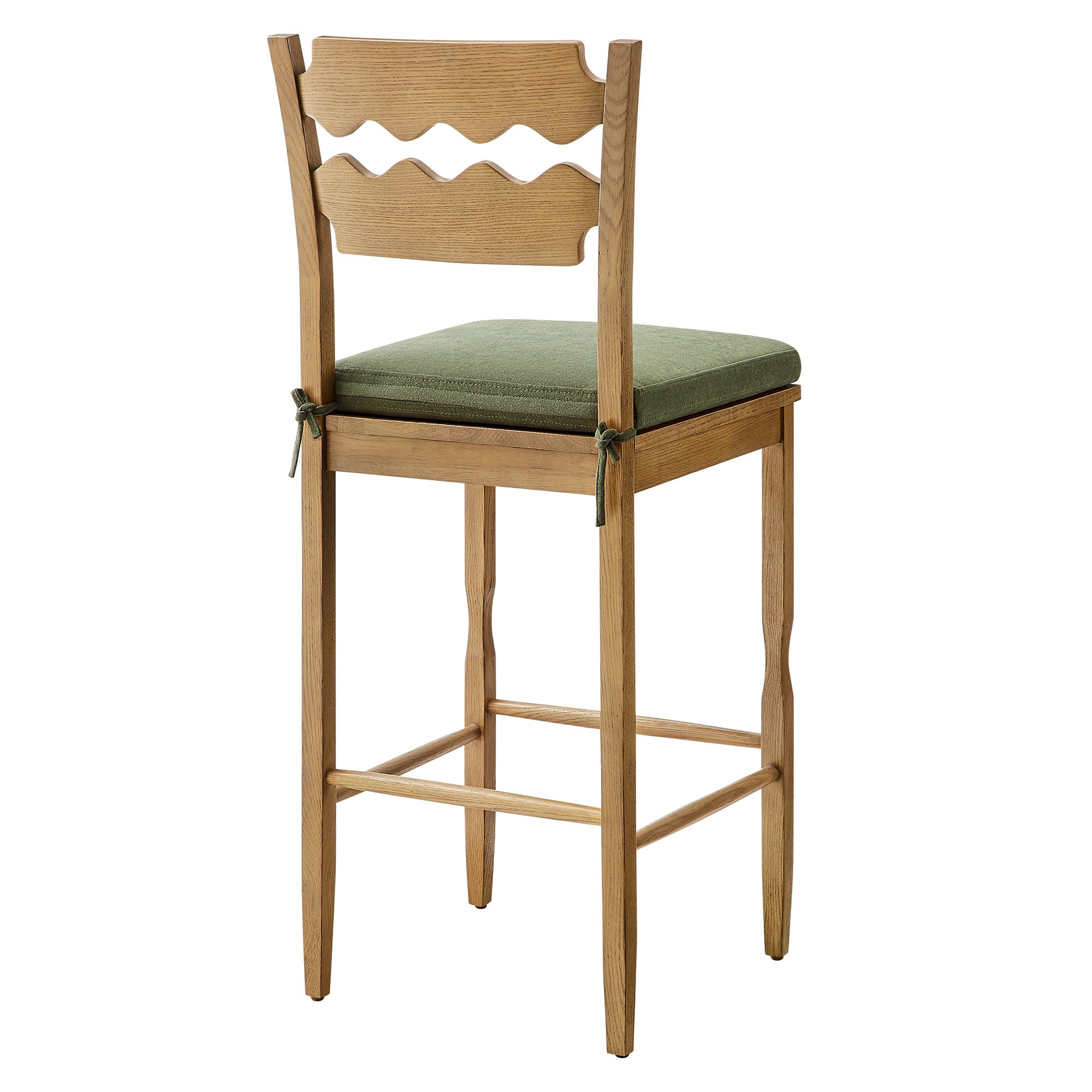 Modway EEI-7519 Jax Oak Wood Bar Stool With Wavy Razor Back and Cushion