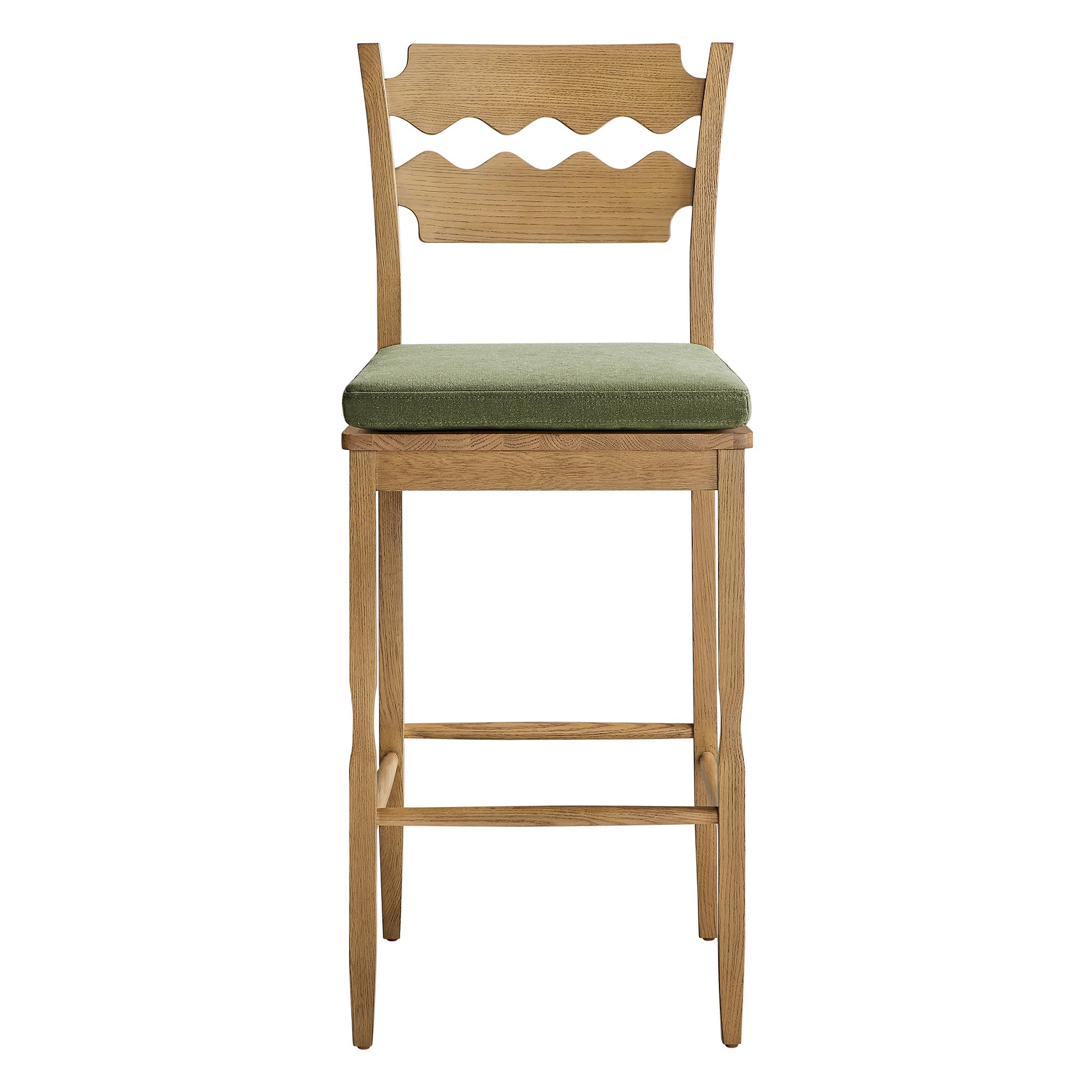 Modway EEI-7519 Jax Oak Wood Bar Stool With Wavy Razor Back and Cushion