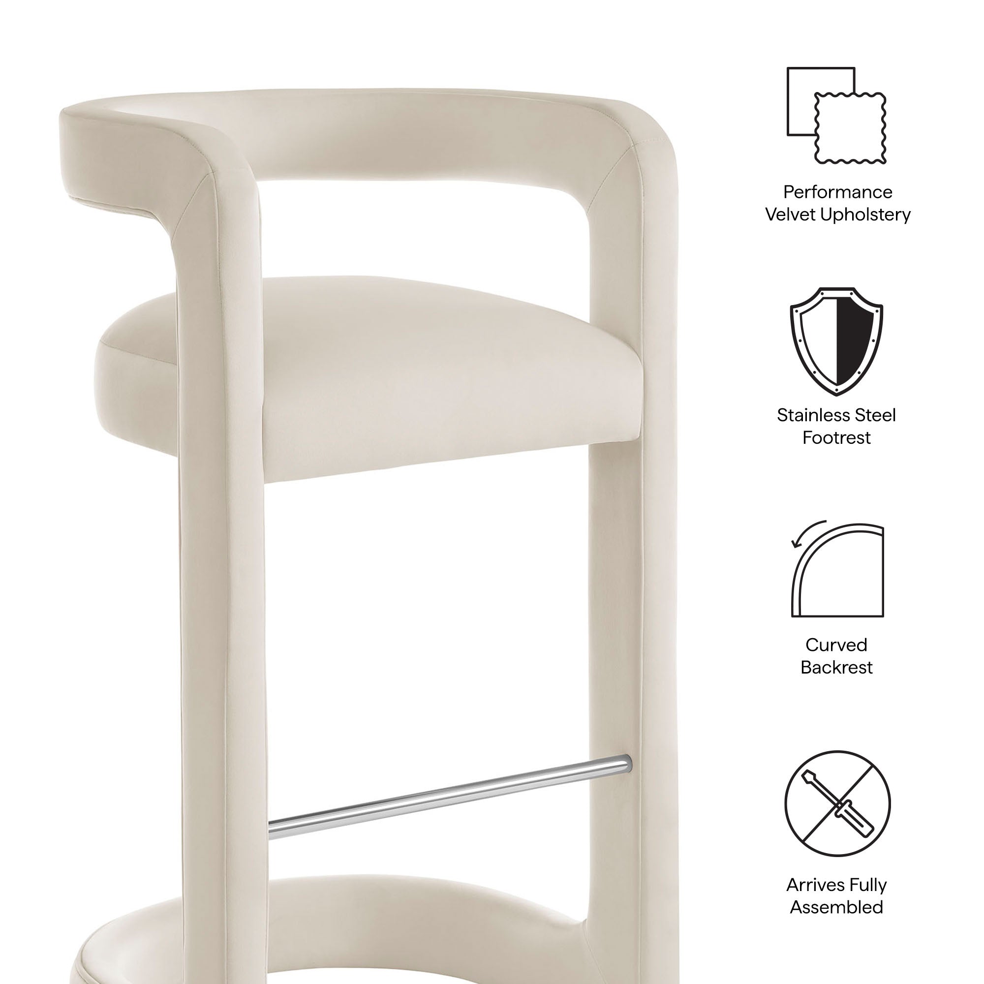 Modway EEI-7521 Winslow Performance Velvet Bar Stool Set of 2