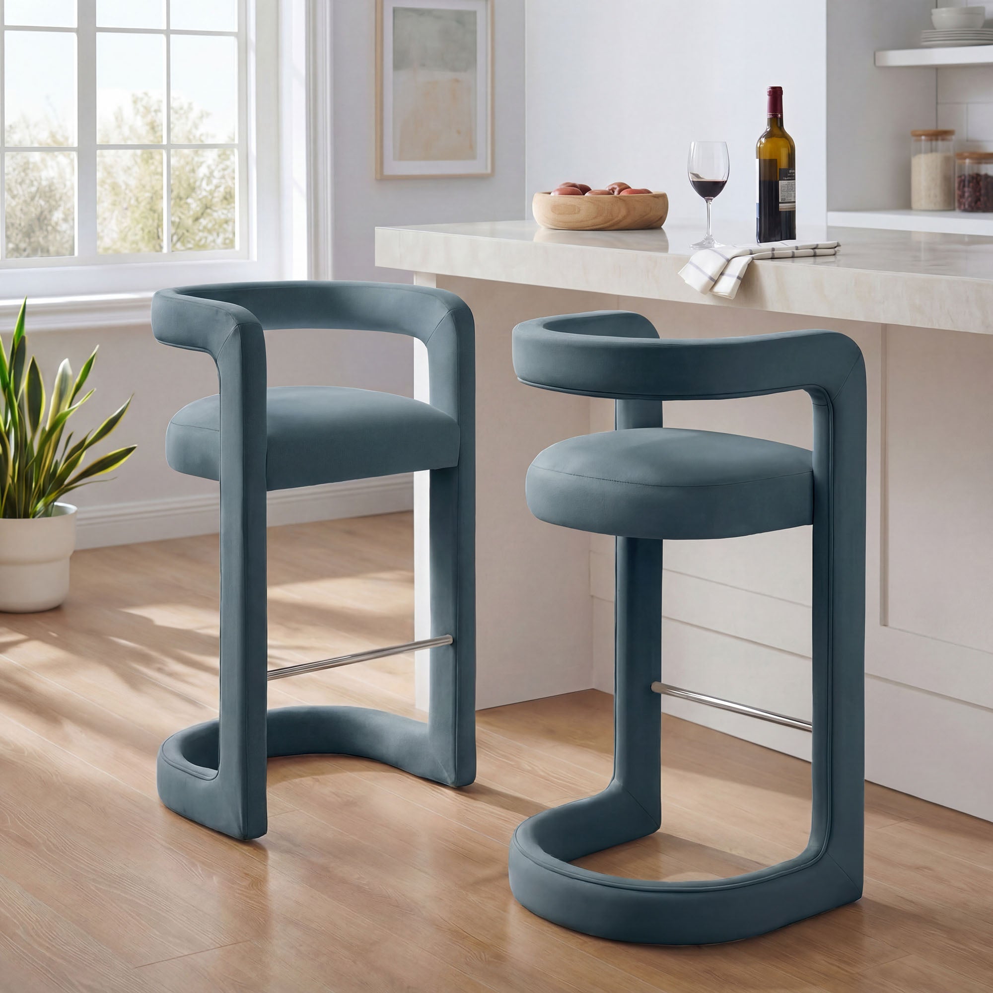 Modway EEI-7521 Winslow Performance Velvet Bar Stool Set of 2