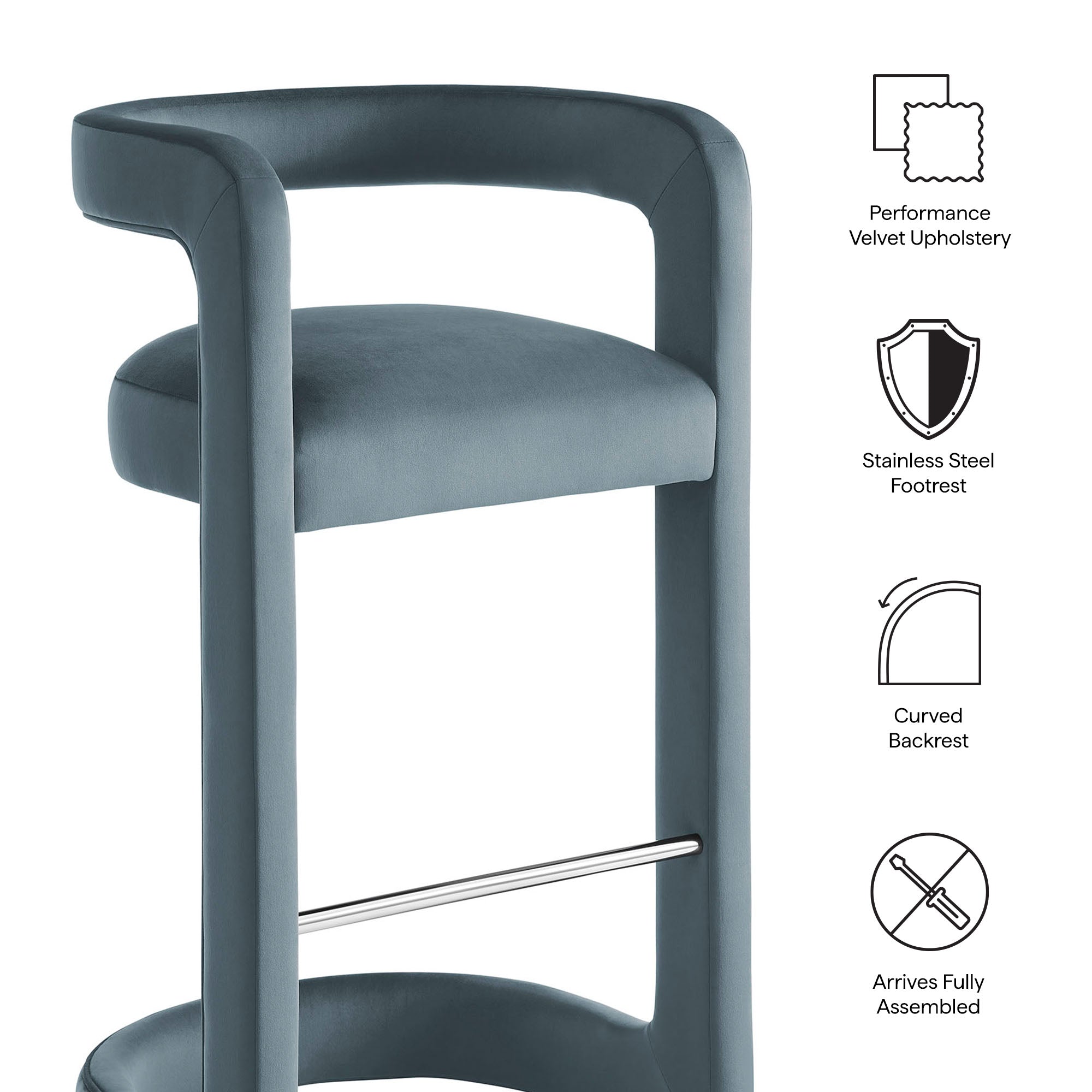 Modway EEI-7521 Winslow Performance Velvet Bar Stool Set of 2