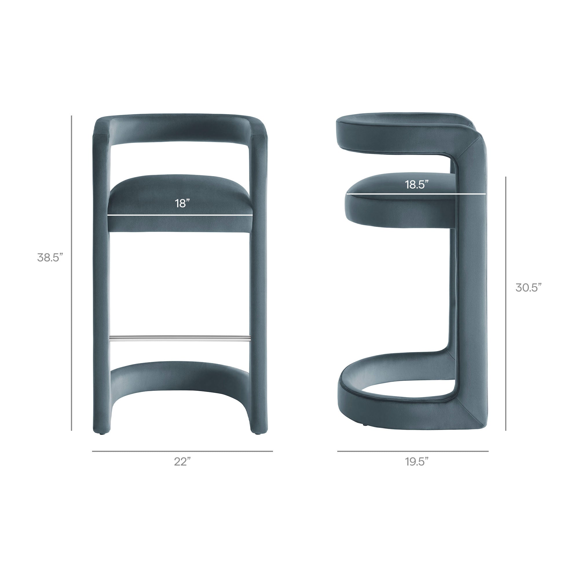 Modway EEI-7521 Winslow Performance Velvet Bar Stool Set of 2