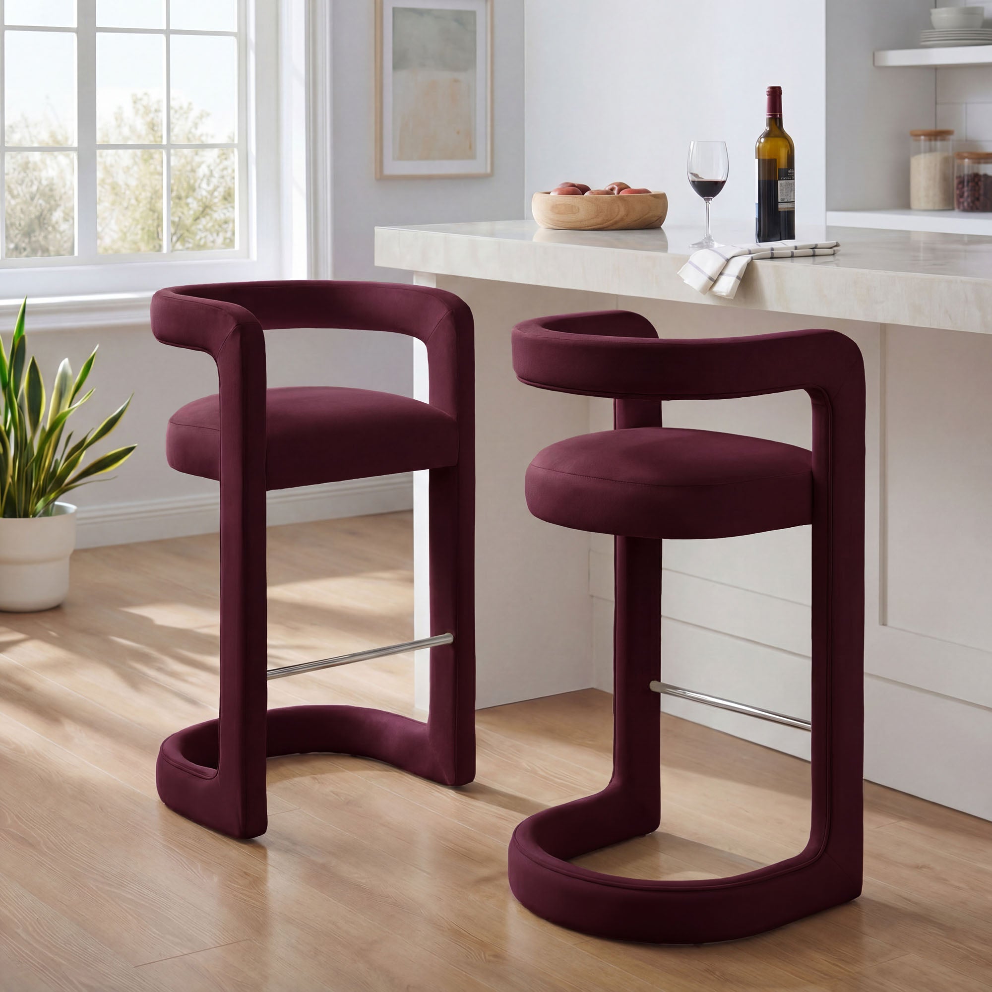 Modway EEI-7521 Winslow Performance Velvet Bar Stool Set of 2