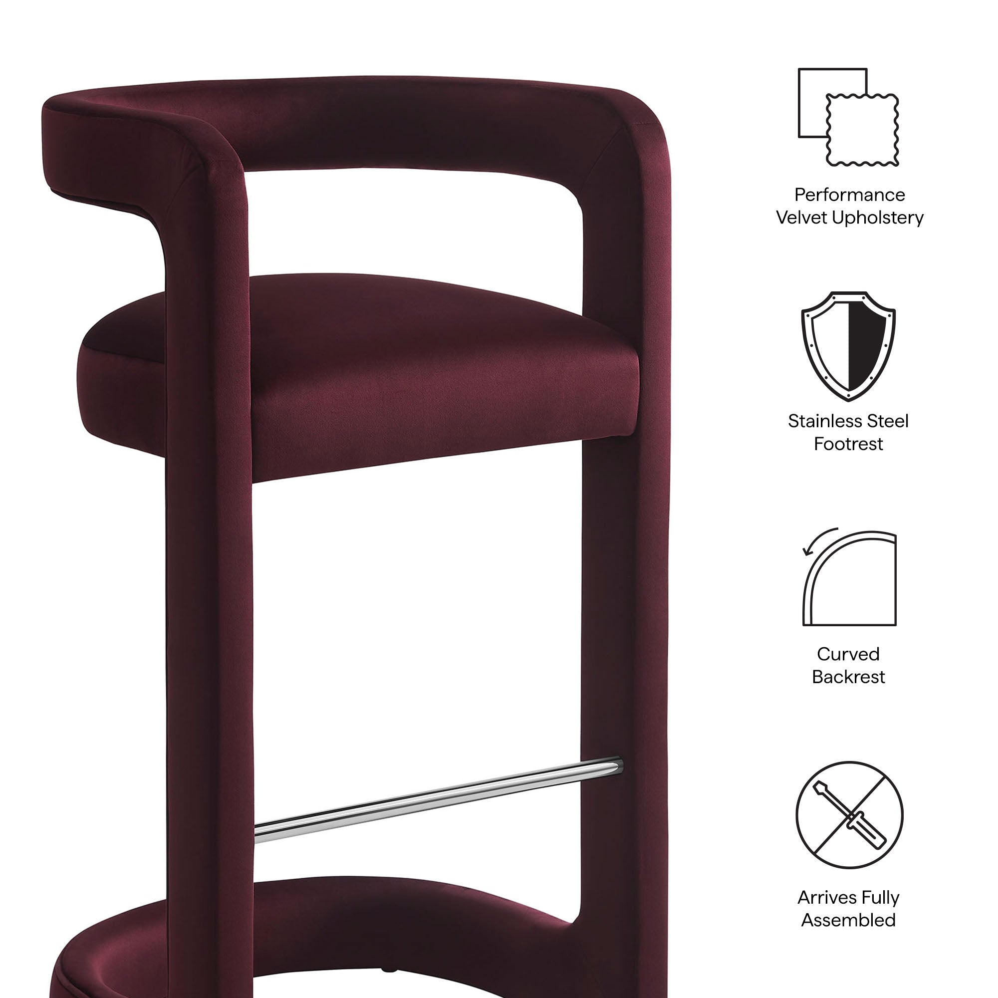 Modway EEI-7521 Winslow Performance Velvet Bar Stool Set of 2