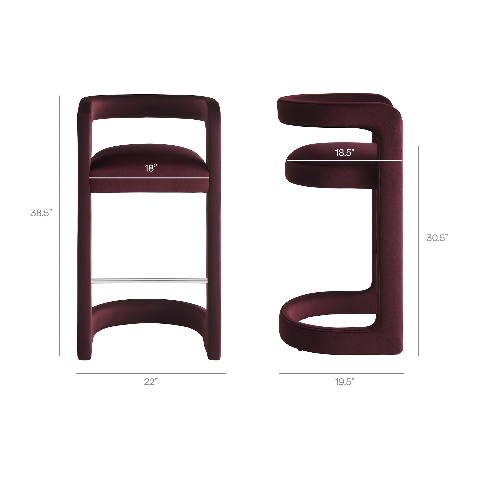 Modway EEI-7521 Winslow Performance Velvet Bar Stool Set of 2