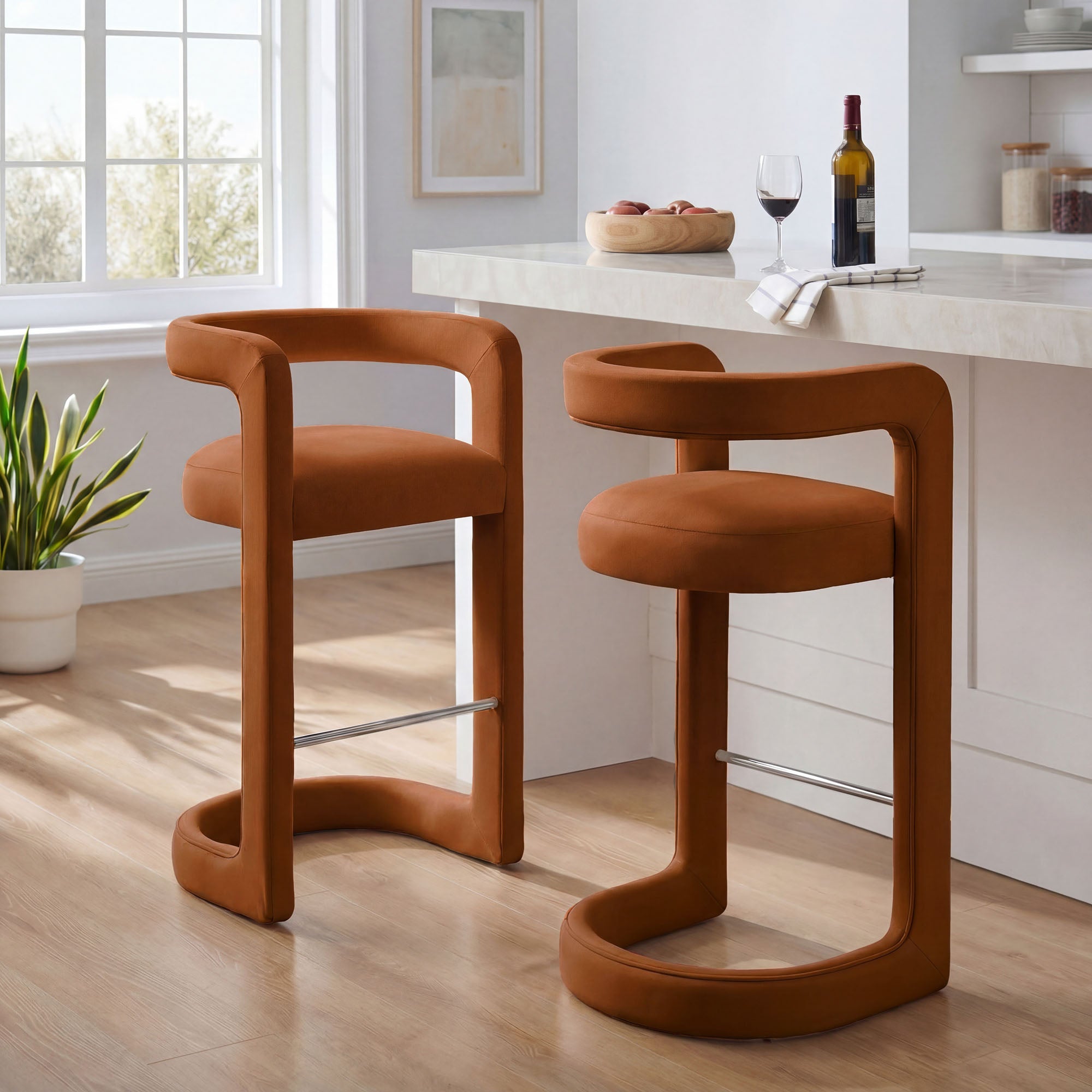 Modway EEI-7521 Winslow Performance Velvet Bar Stool Set of 2