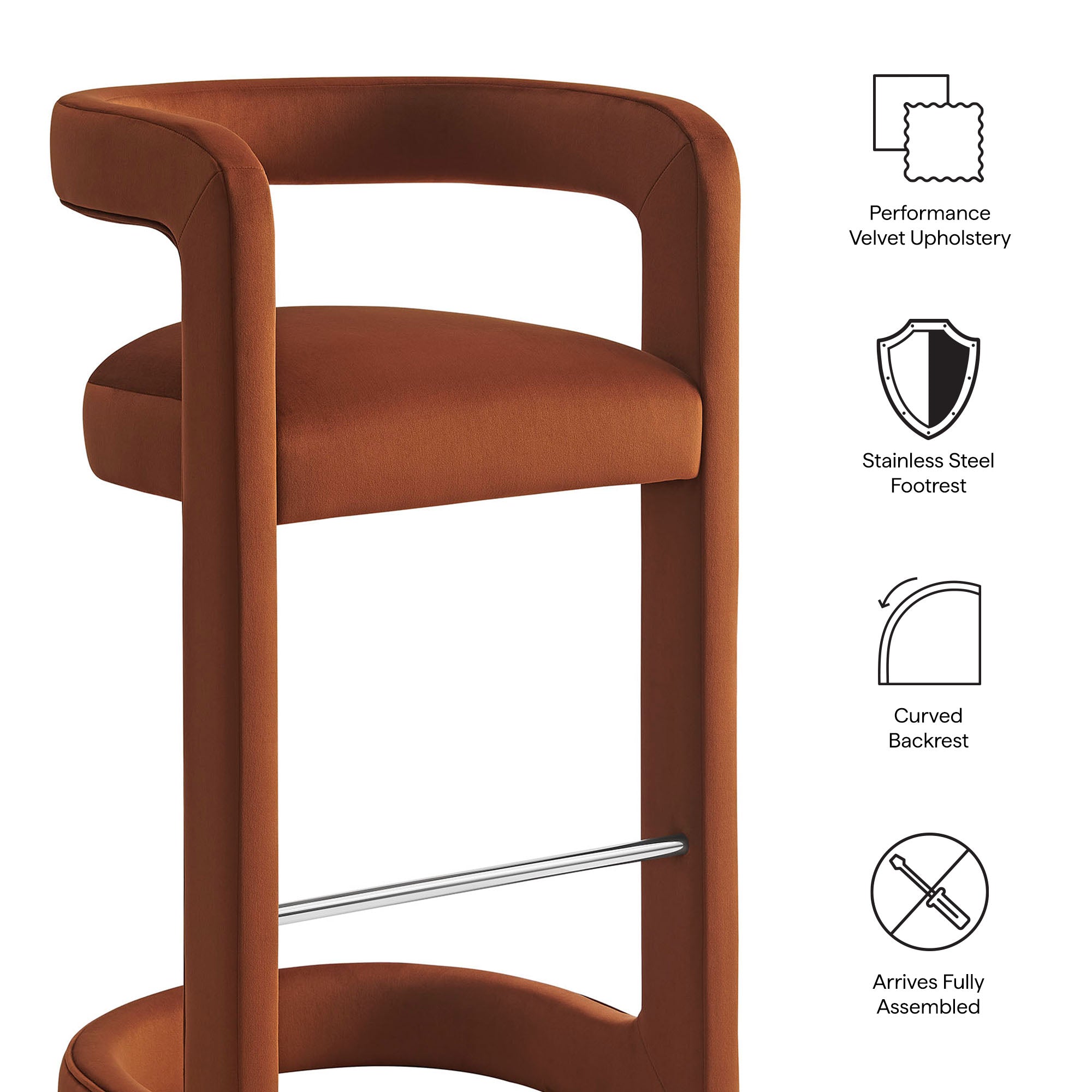 Modway EEI-7521 Winslow Performance Velvet Bar Stool Set of 2
