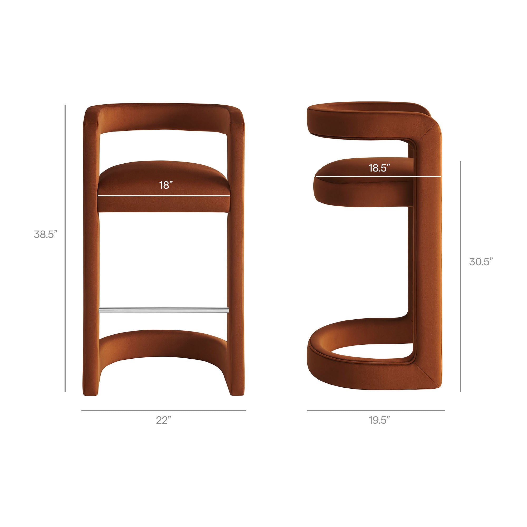 Modway EEI-7521 Winslow Performance Velvet Bar Stool Set of 2