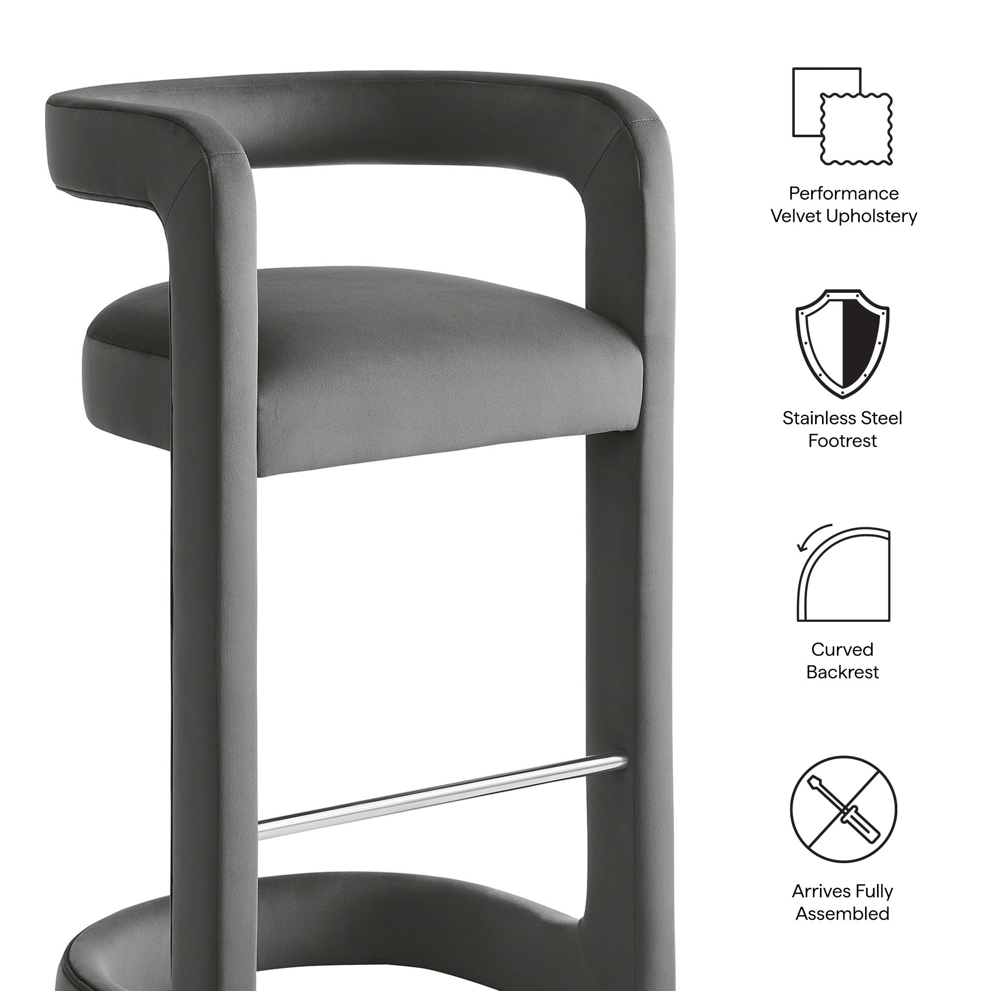 Modway EEI-7521 Winslow Performance Velvet Bar Stool Set of 2