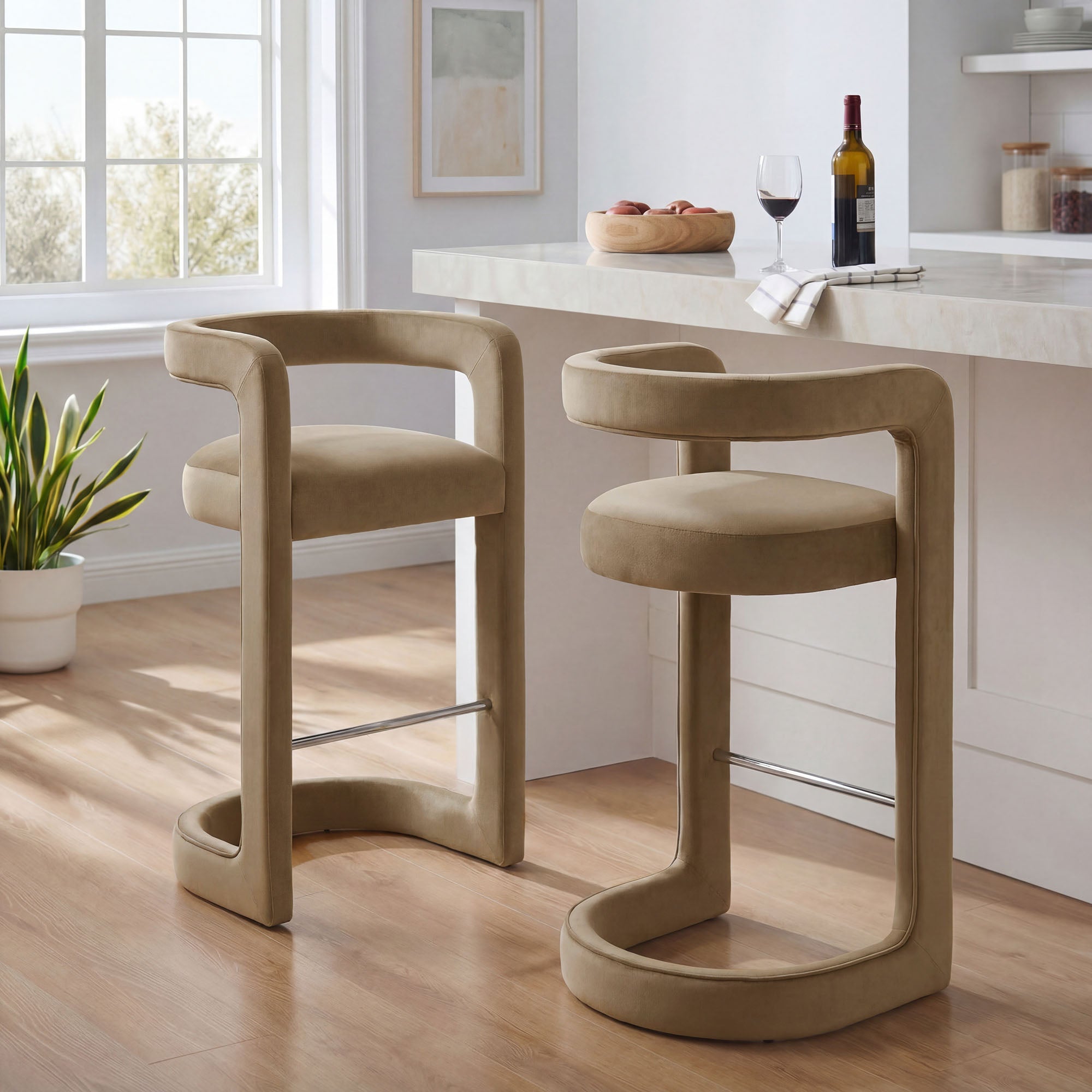 Modway EEI-7521 Winslow Performance Velvet Bar Stool Set of 2