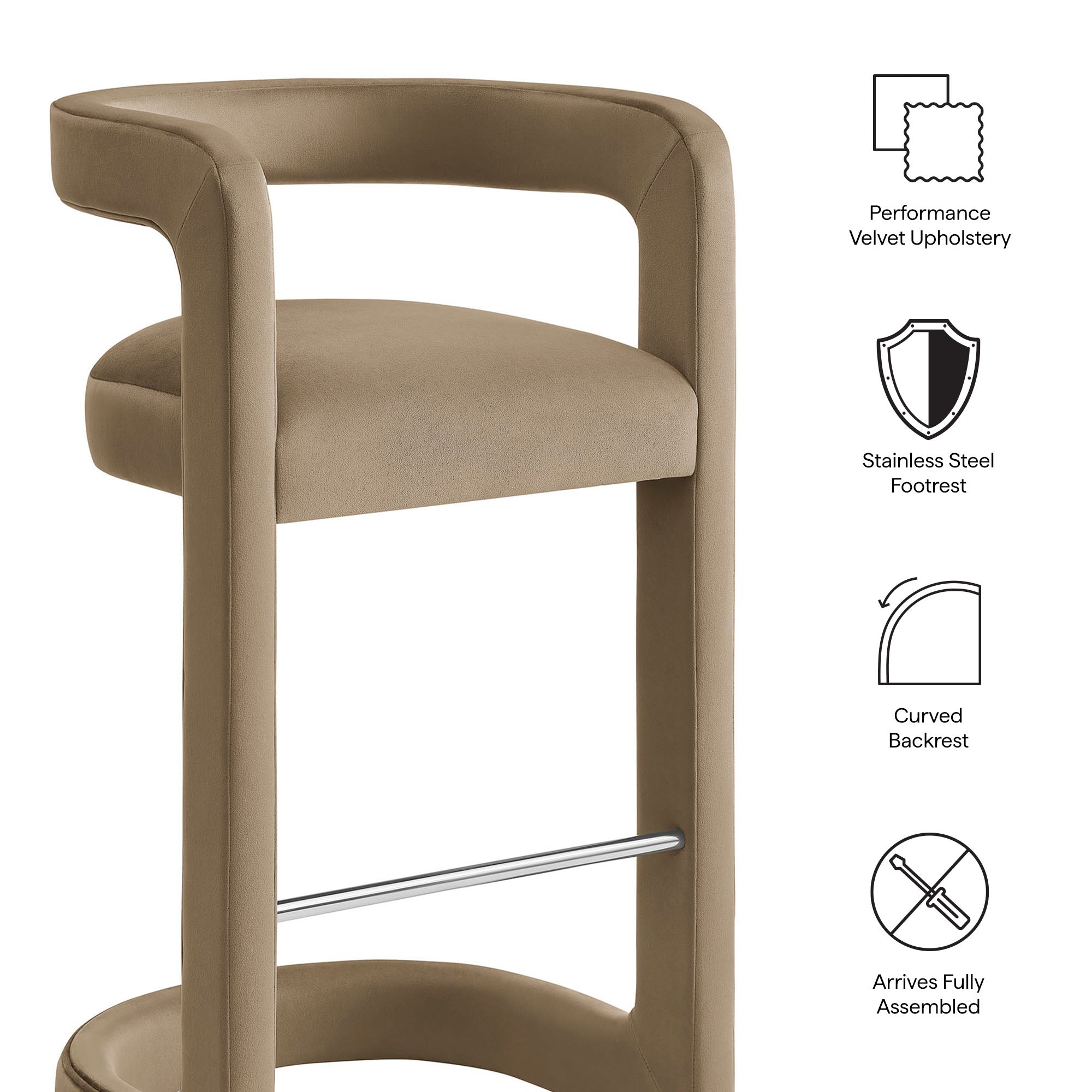 Modway EEI-7521 Winslow Performance Velvet Bar Stool Set of 2