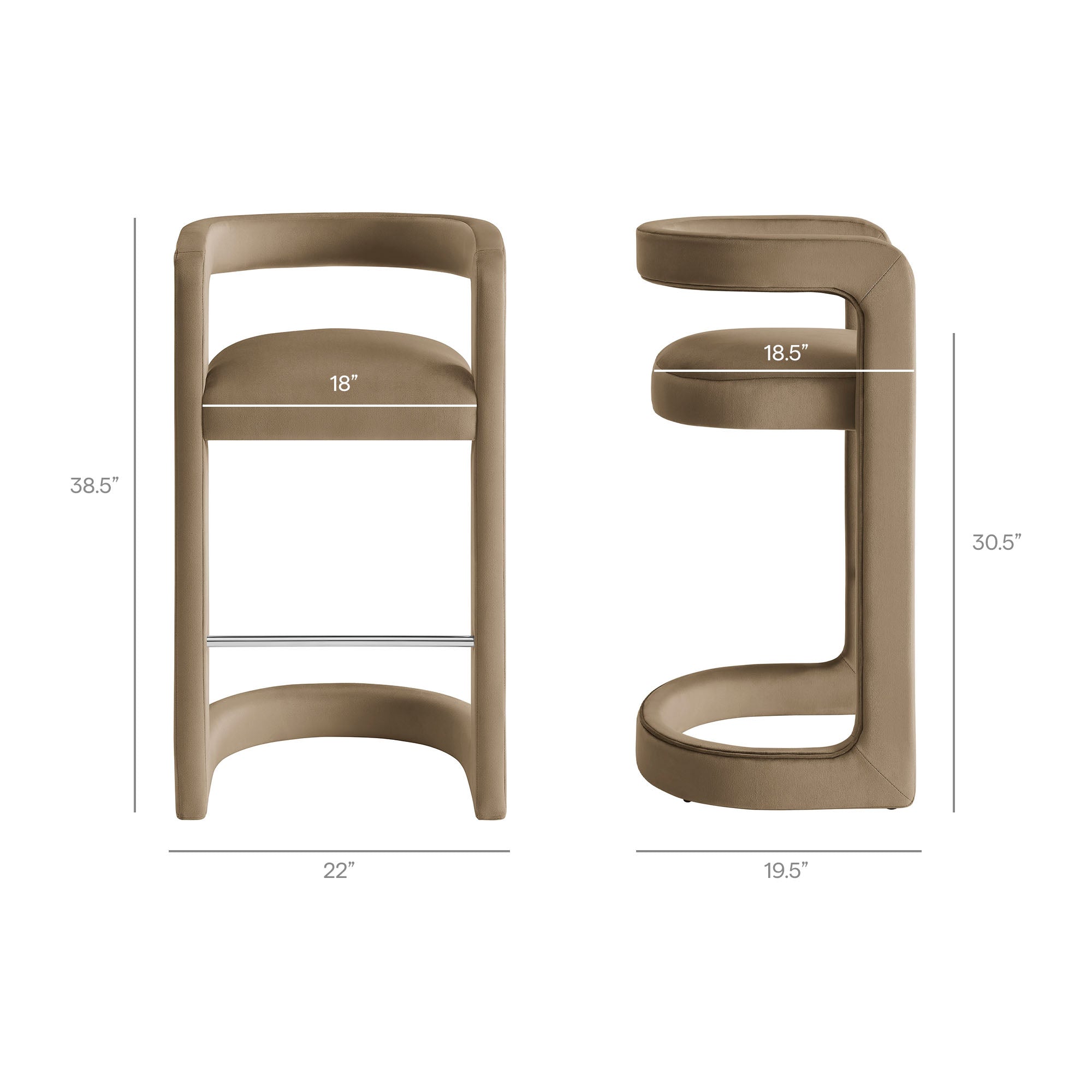 Modway EEI-7521 Winslow Performance Velvet Bar Stool Set of 2