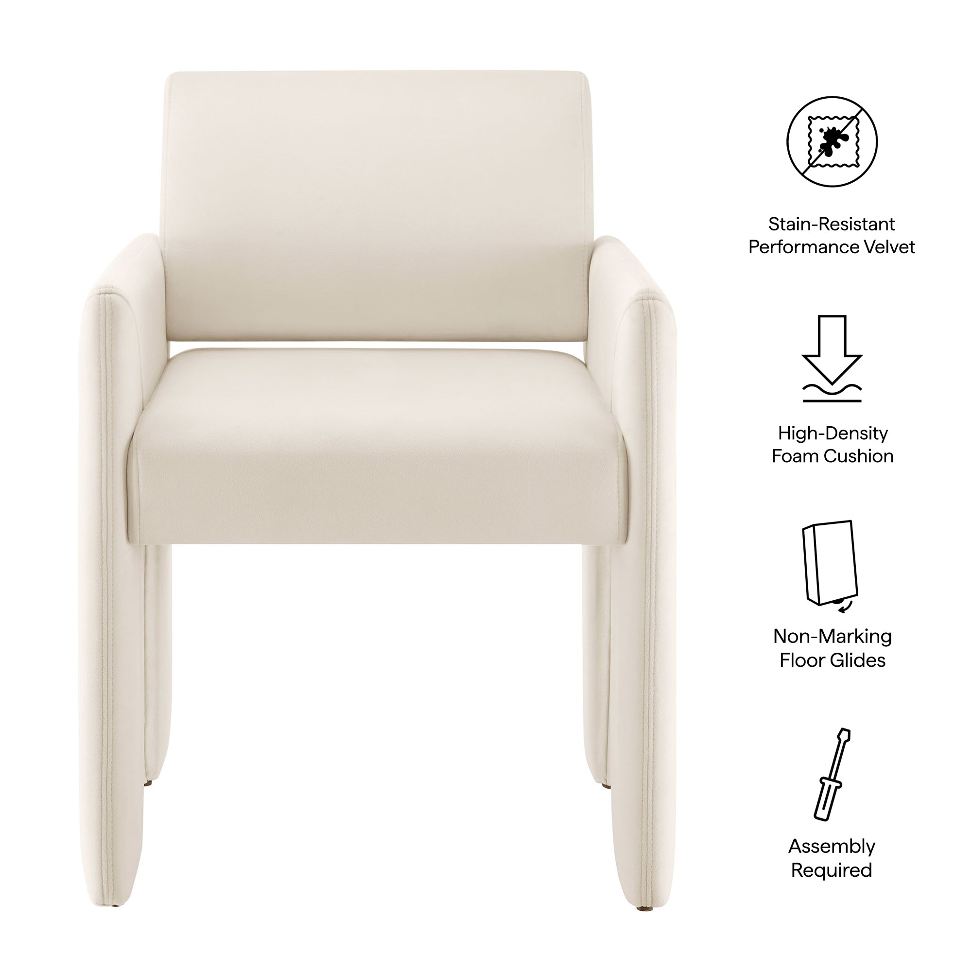 Modway Daven Stain-Resistant Performance Velvet Dining Armchair