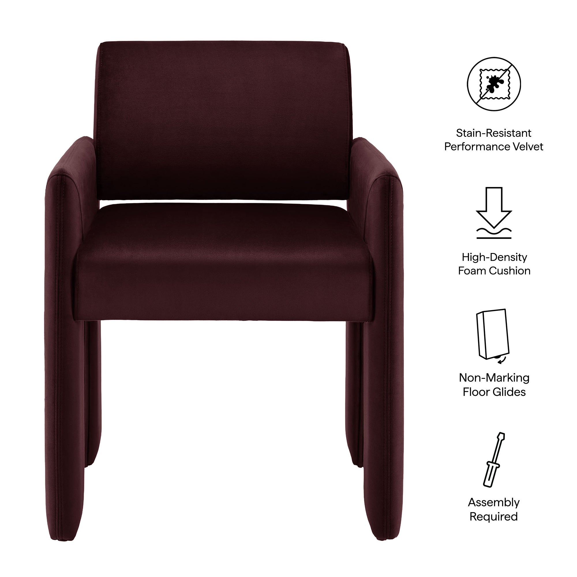 Modway EEI-7525 Daven Stain-Resistant Performance Velvet Dining Armchair