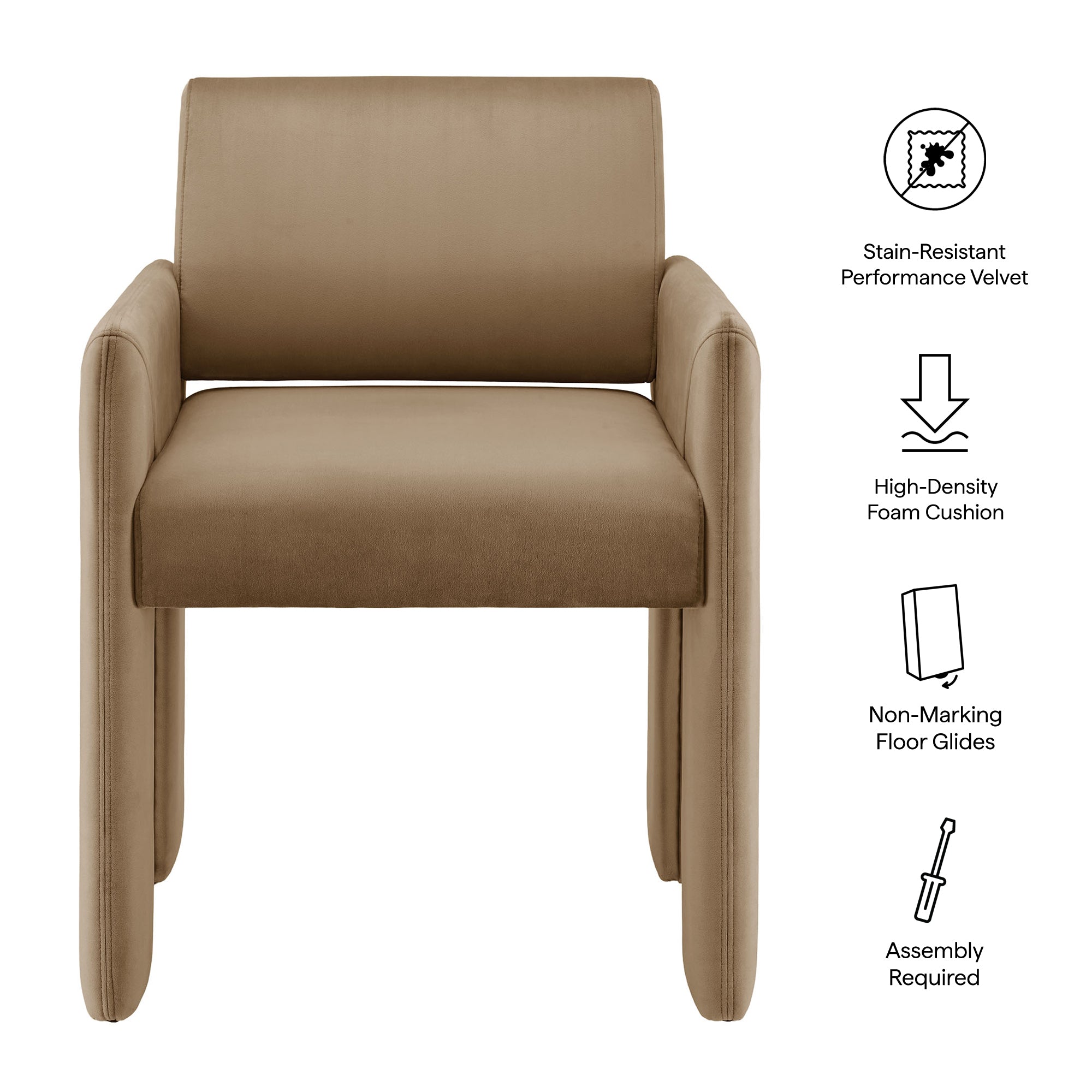 Modway Daven Stain-Resistant Performance Velvet Dining Armchair