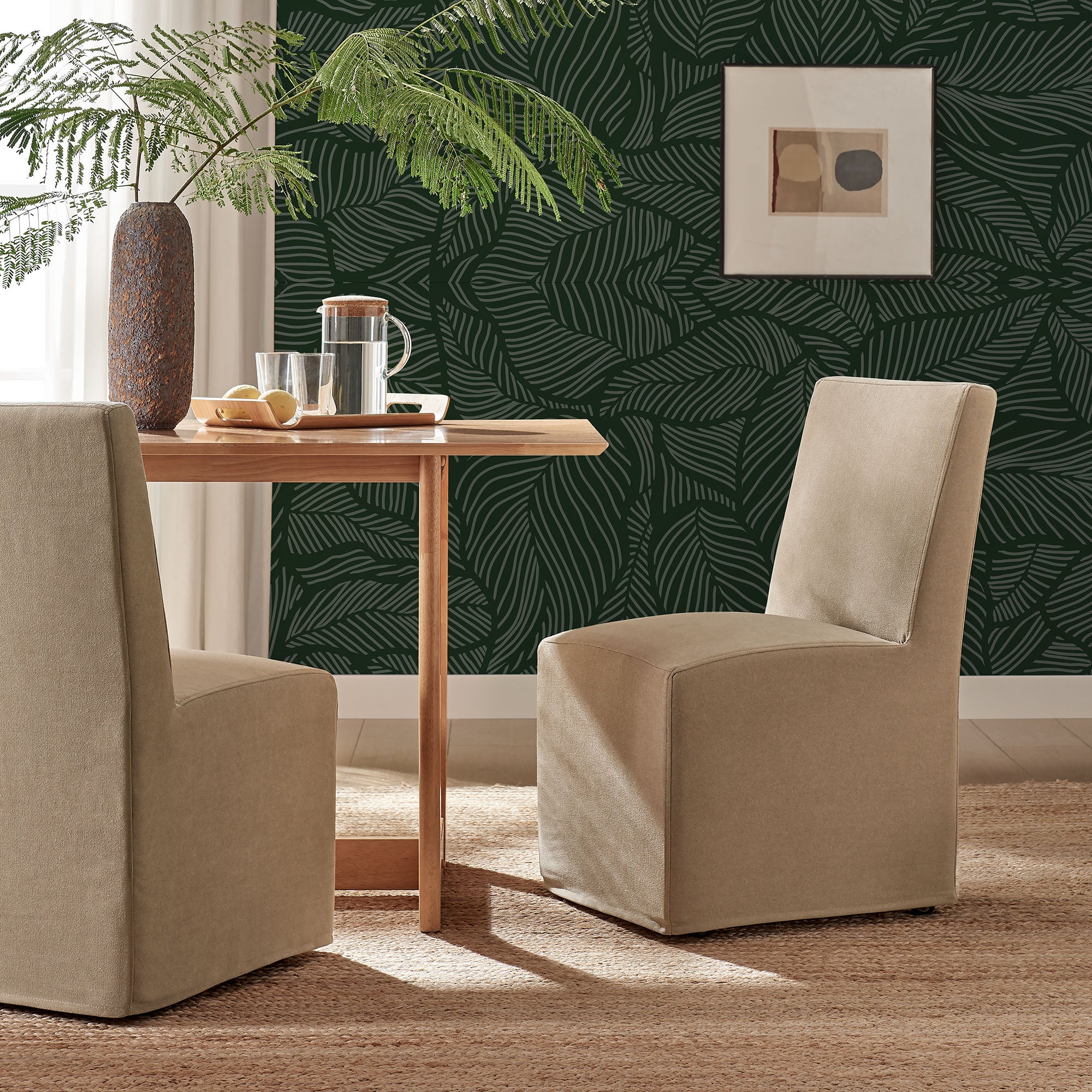 Modway Tessera Upholstered Linen-Blend Slipcovered Dining Chair