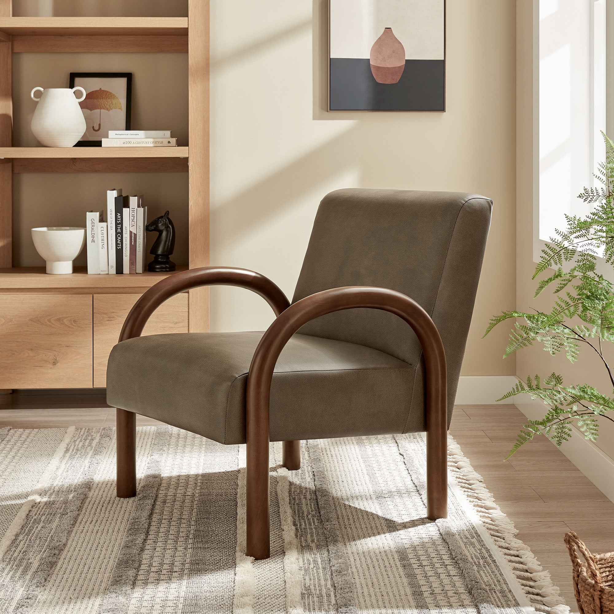 Modway Lunet Faux Leather Upholstered Accent Chair