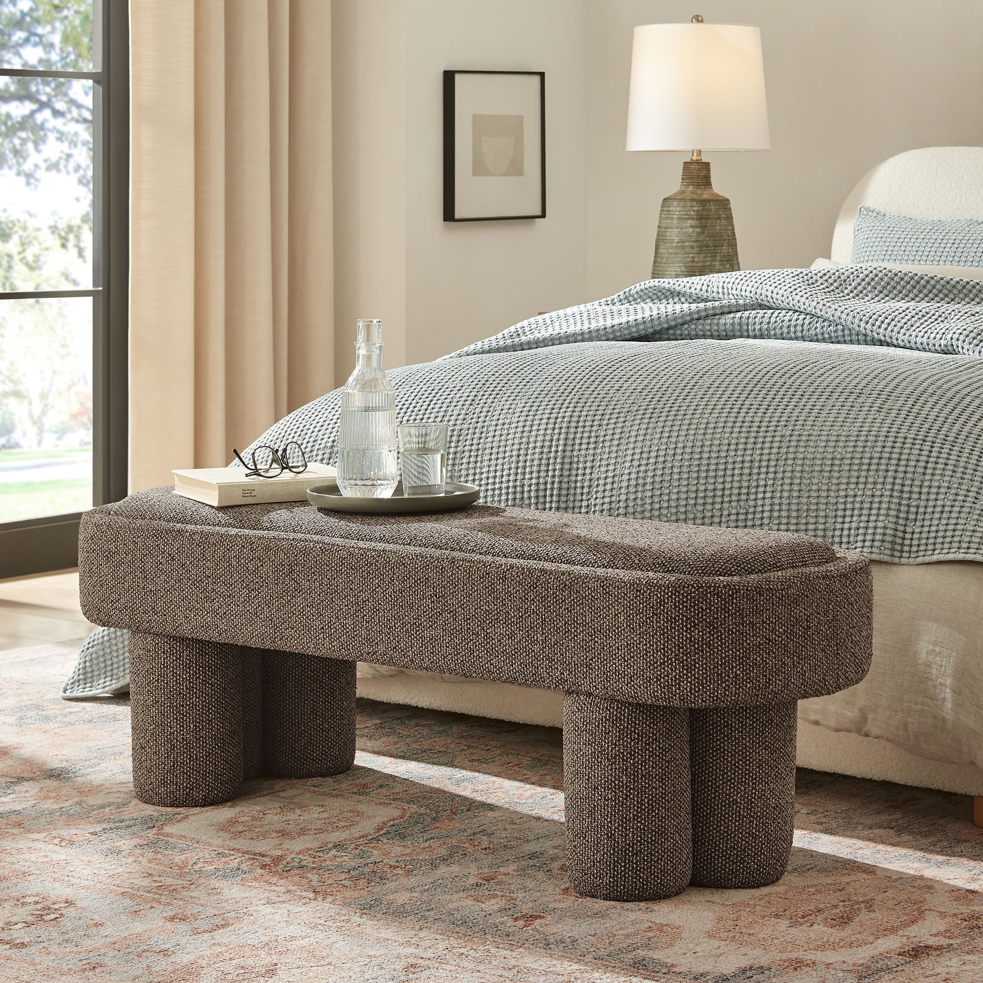 Modway Mossi 52-Inch Oval Boucle Fabric Bench