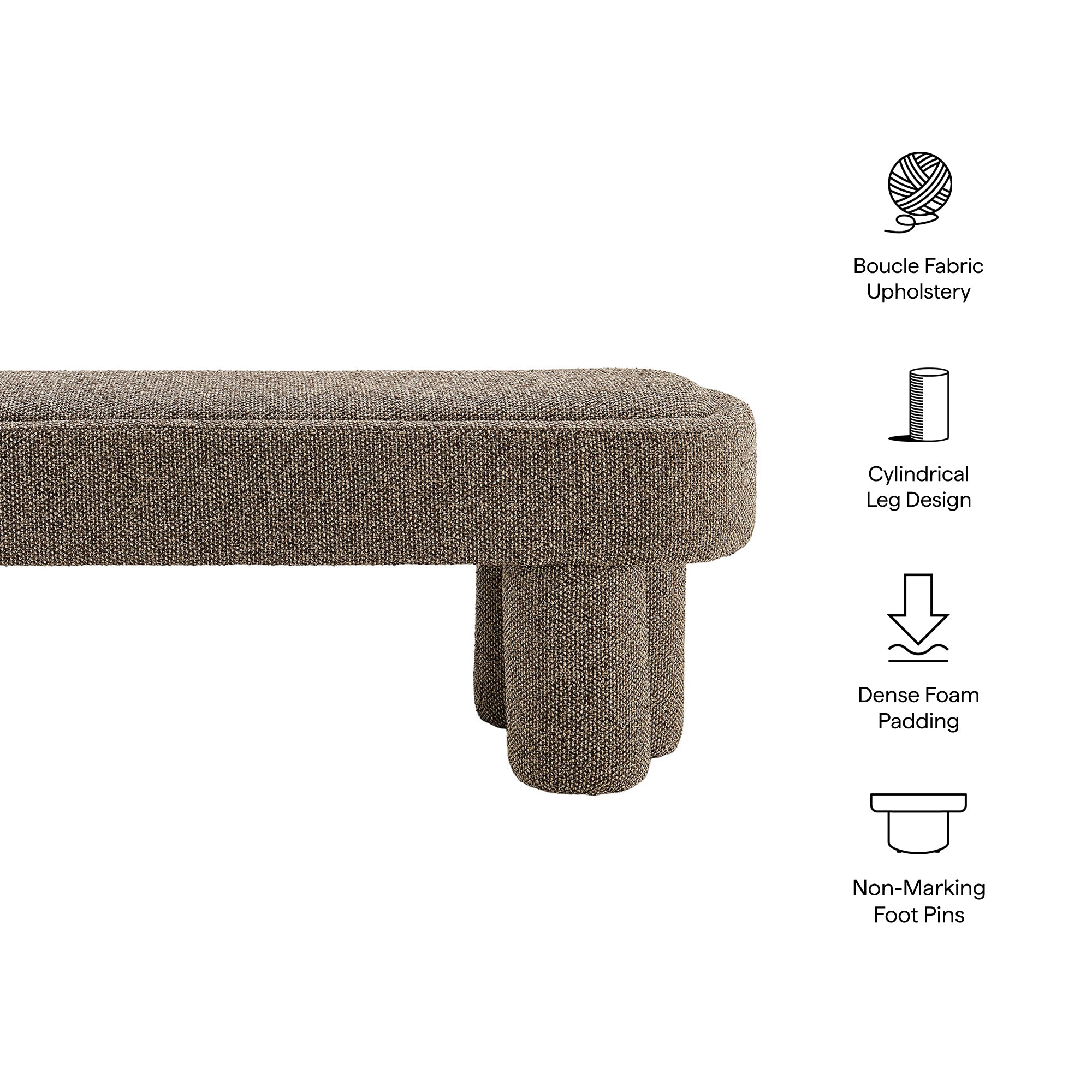 Modway Mossi 52-Inch Oval Boucle Fabric Bench
