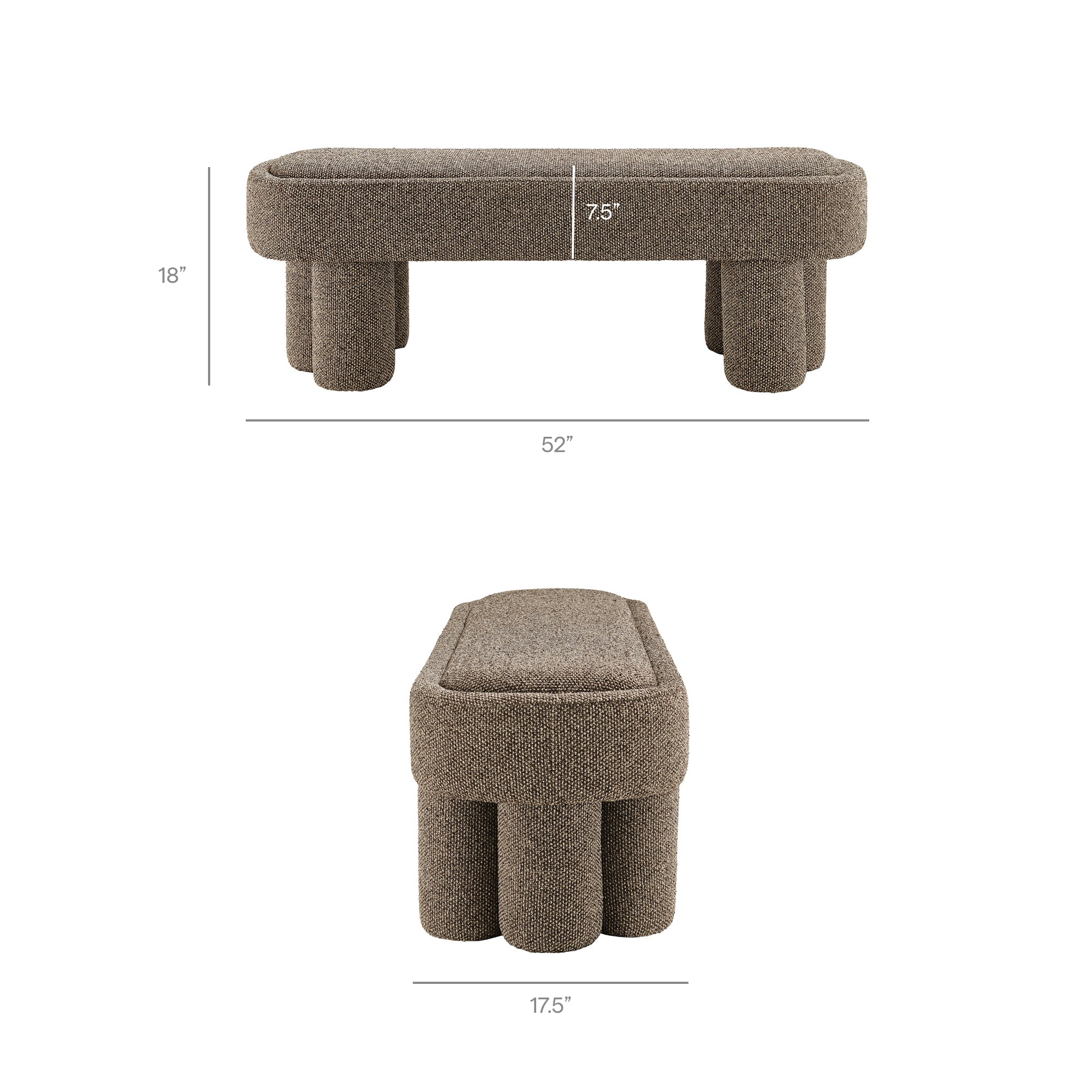 Modway EEI-7531 Mossi 52-Inch Oval Boucle Fabric Bench