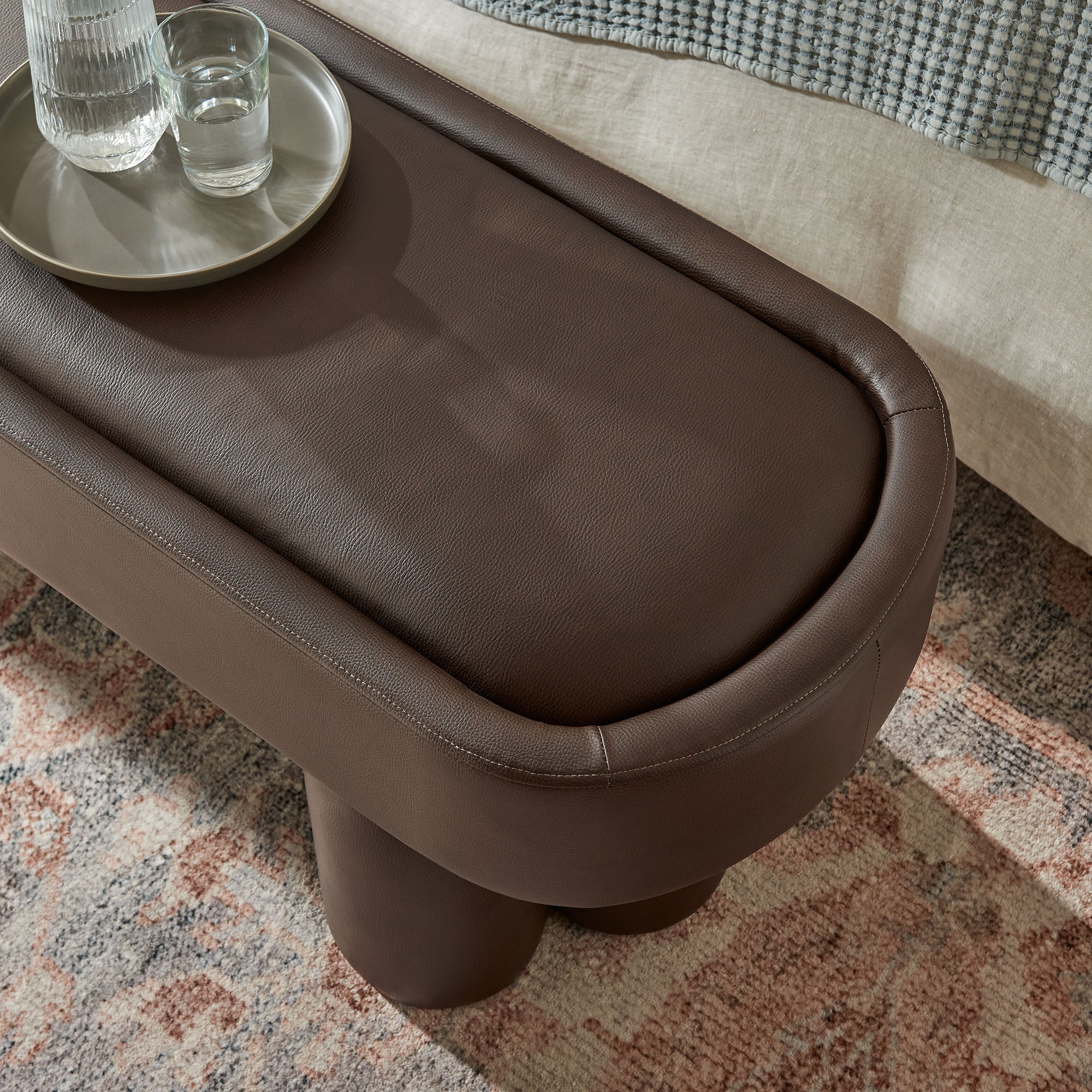 Modway Mossi 52-Inch Oval Vegan Leather Bench