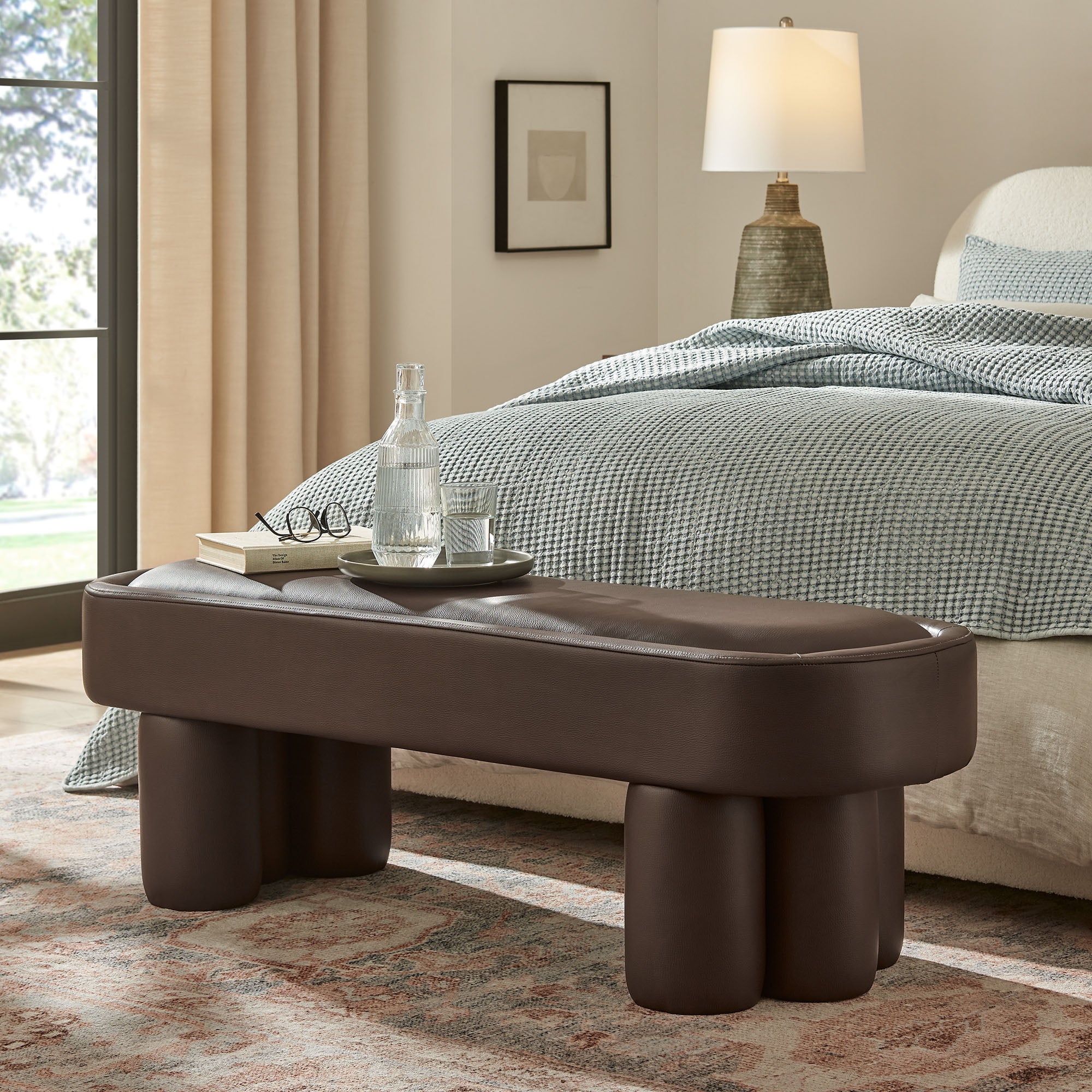Modway Mossi 52-Inch Oval Vegan Leather Bench