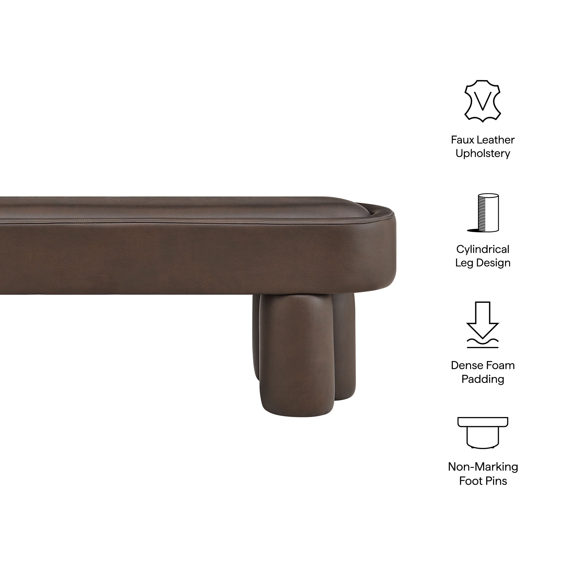 Modway EEI-7532 Mossi 52-Inch Oval Vegan Leather Bench
