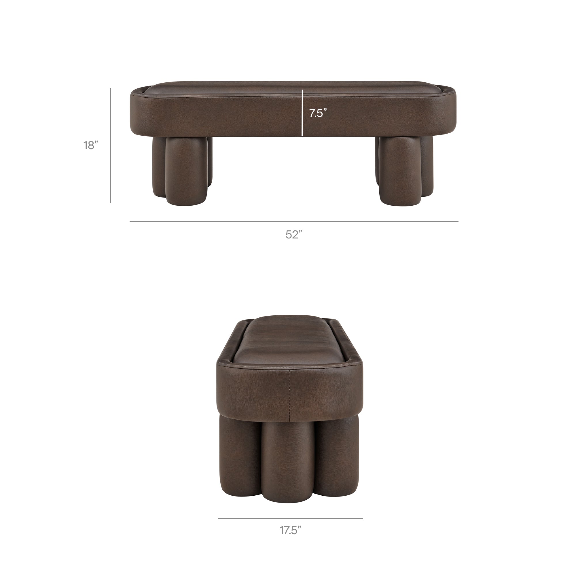 Modway Mossi 52-Inch Oval Vegan Leather Bench