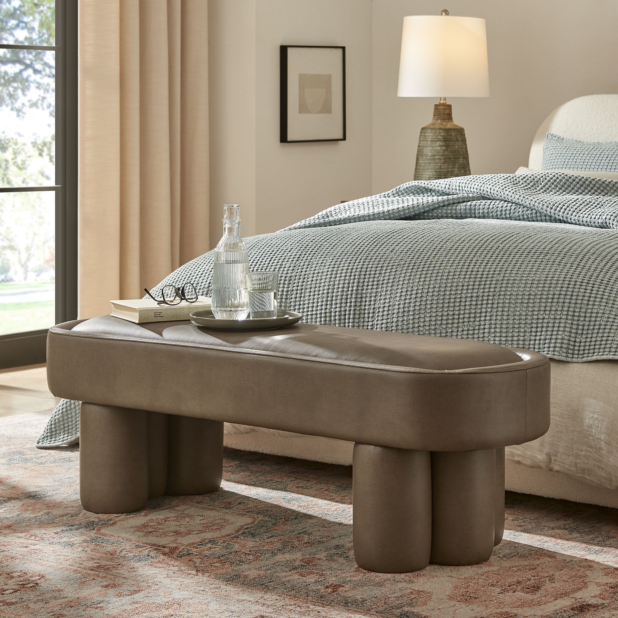 Modway Mossi 52-Inch Oval Vegan Leather Bench