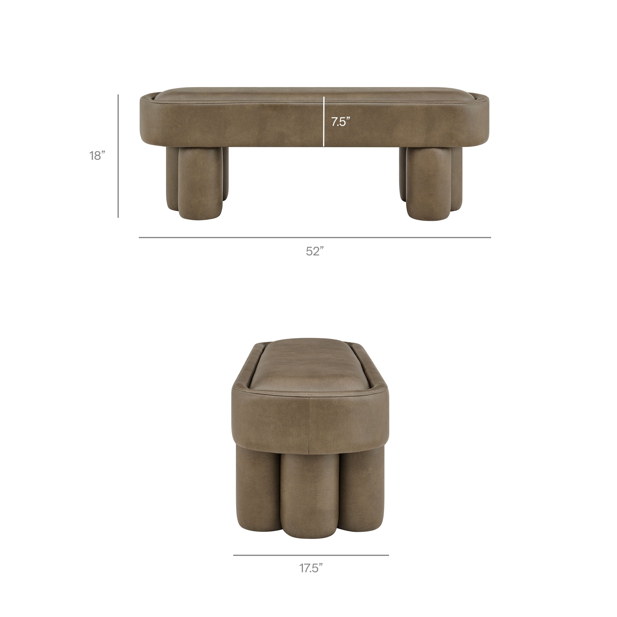 Modway Mossi 52-Inch Oval Vegan Leather Bench