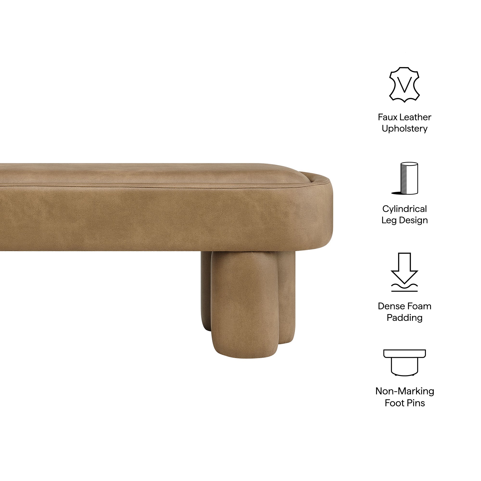 Modway Mossi 52-Inch Oval Vegan Leather Bench