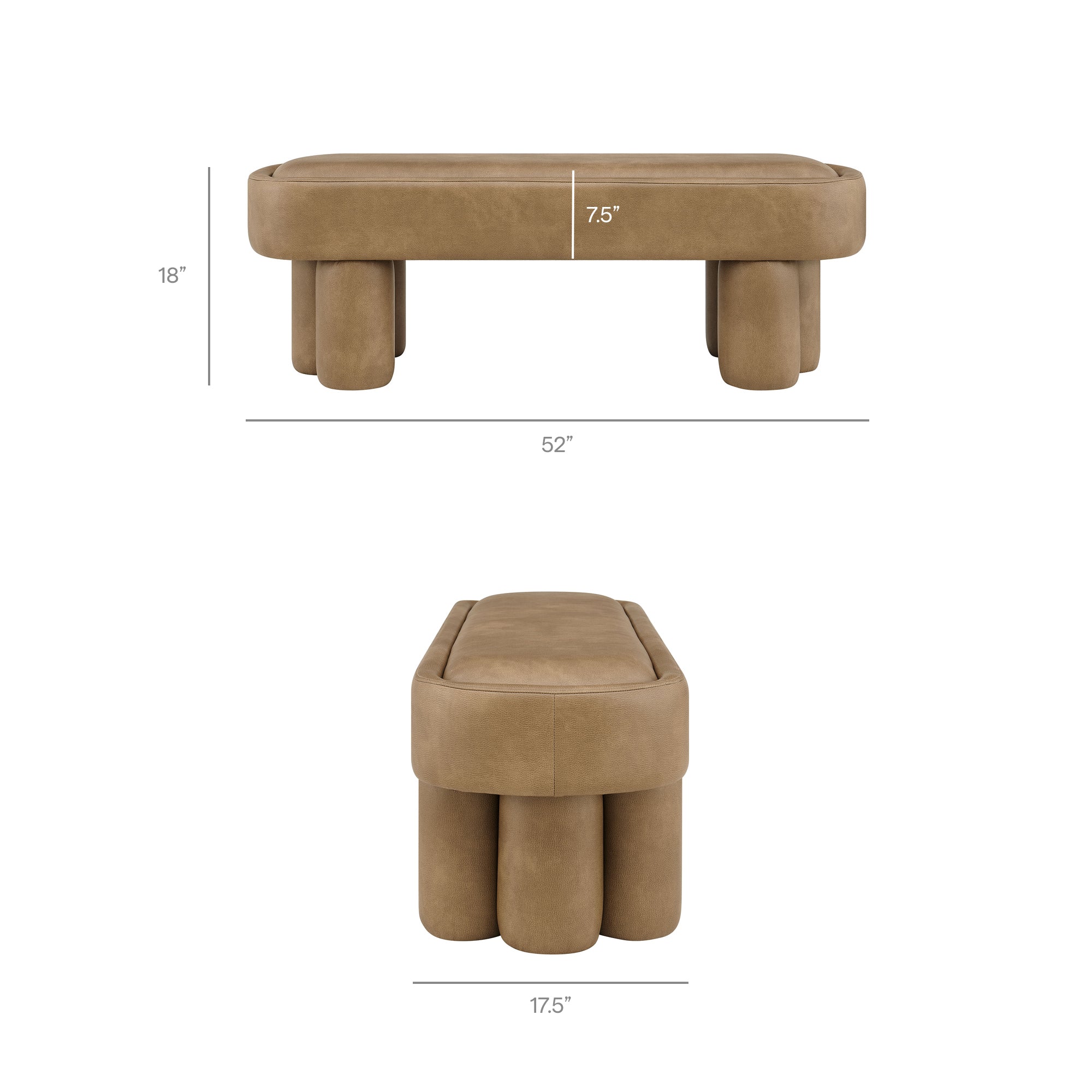 Modway Mossi 52-Inch Oval Vegan Leather Bench