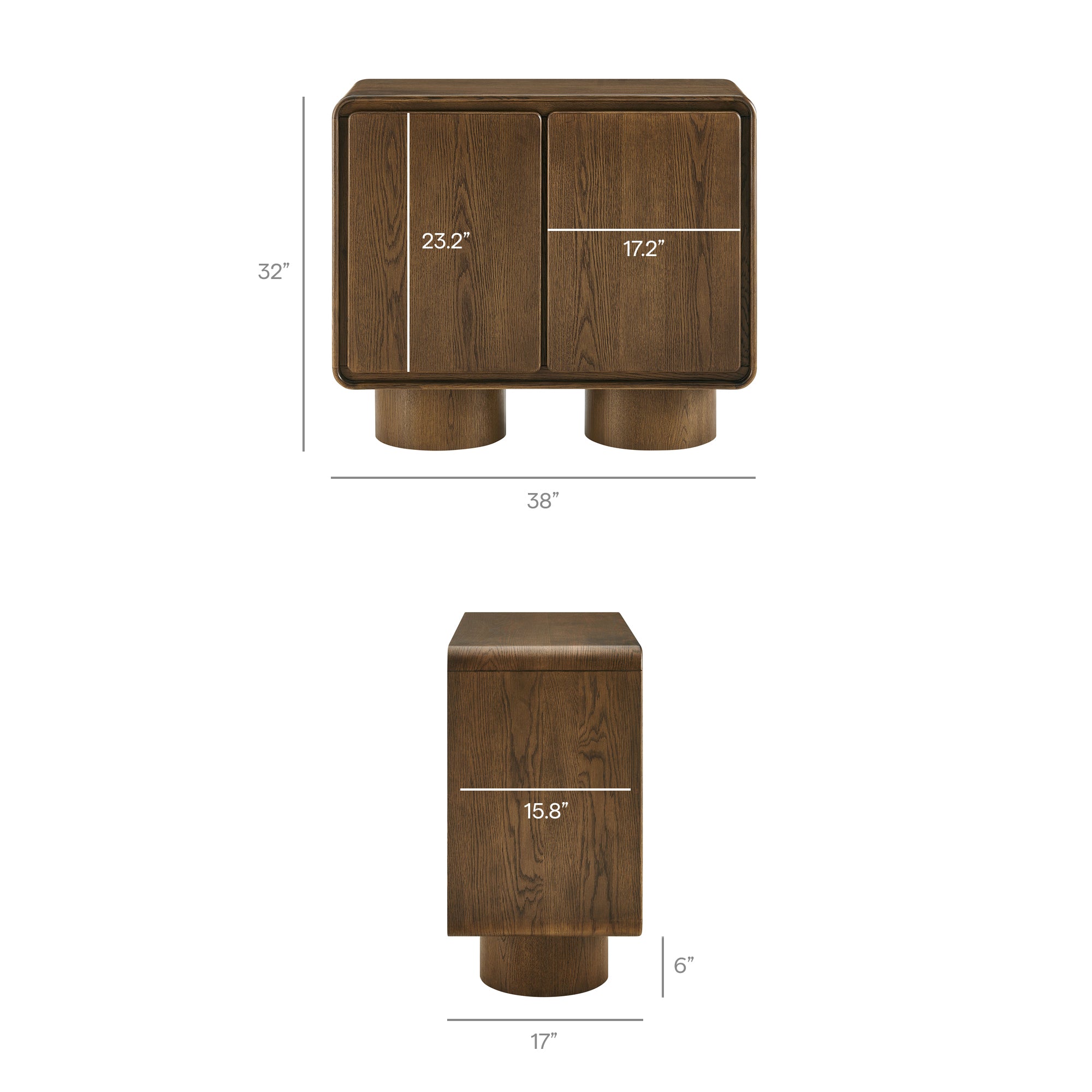 Modway EEI-7540 Lumo 2-Door Curved Wood Accent Cabinet