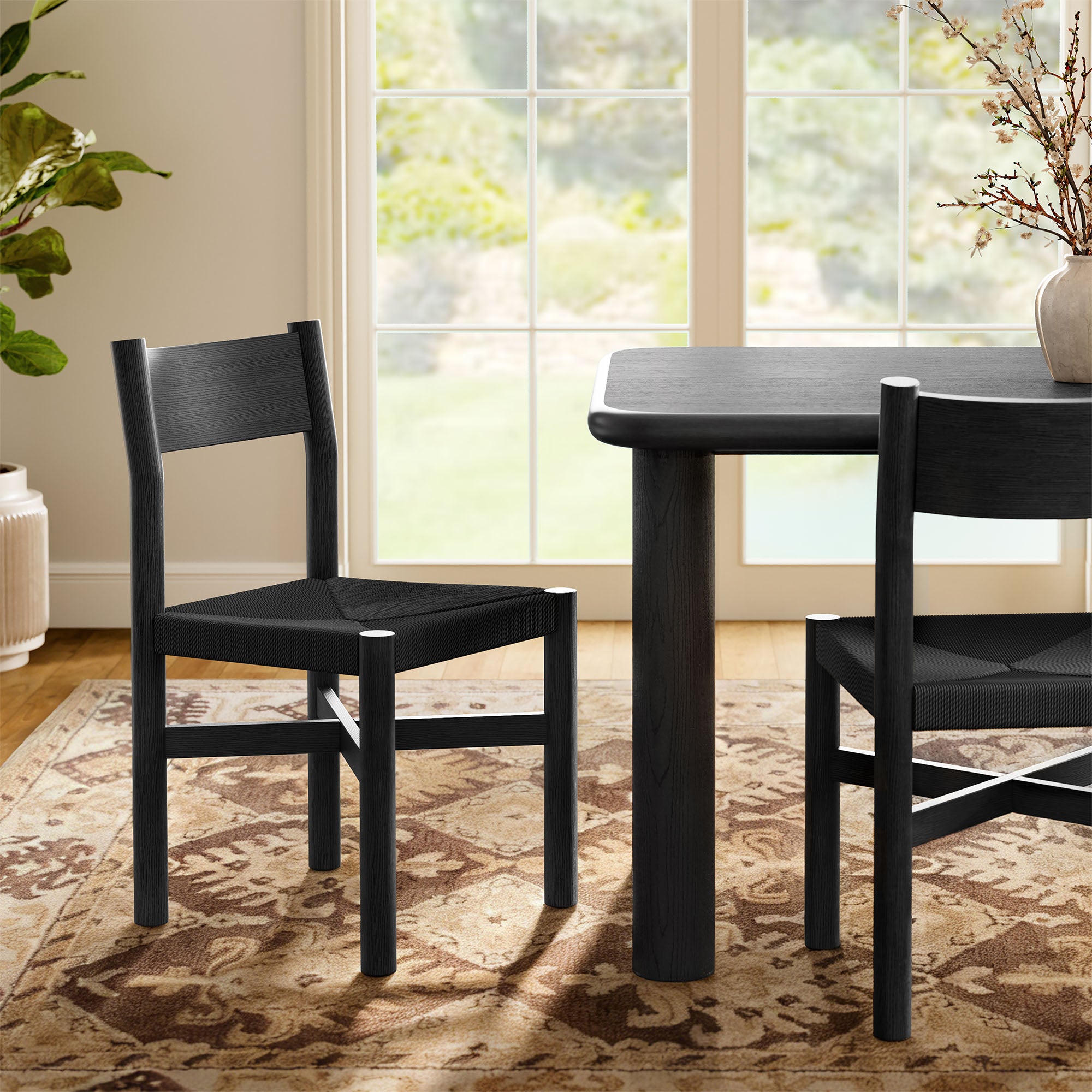 Modway Alvia Oak Wood Dining Side Chair With Woven Seat EEI-7541