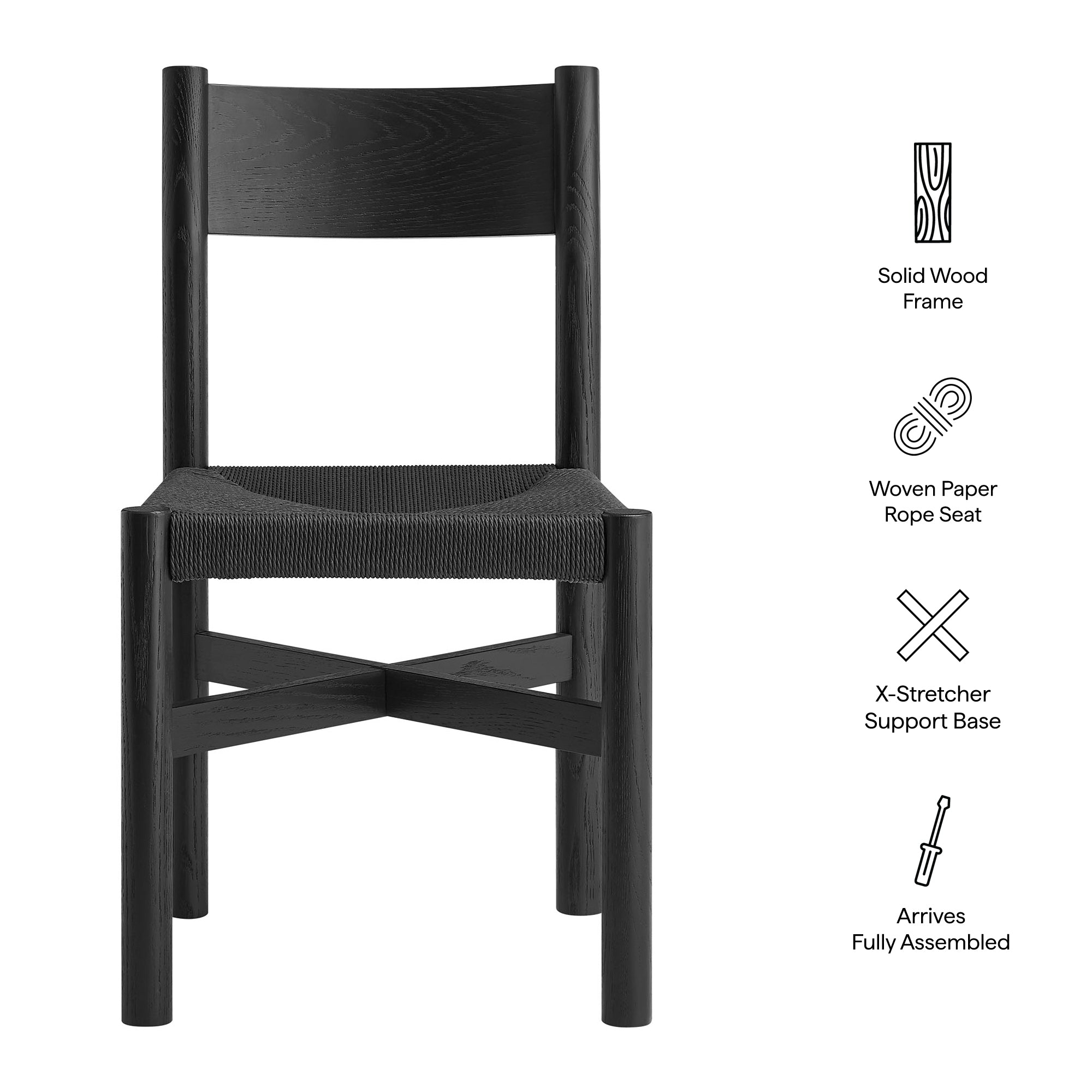 Modway Alvia Oak Wood Dining Side Chair With Woven Seat EEI-7541