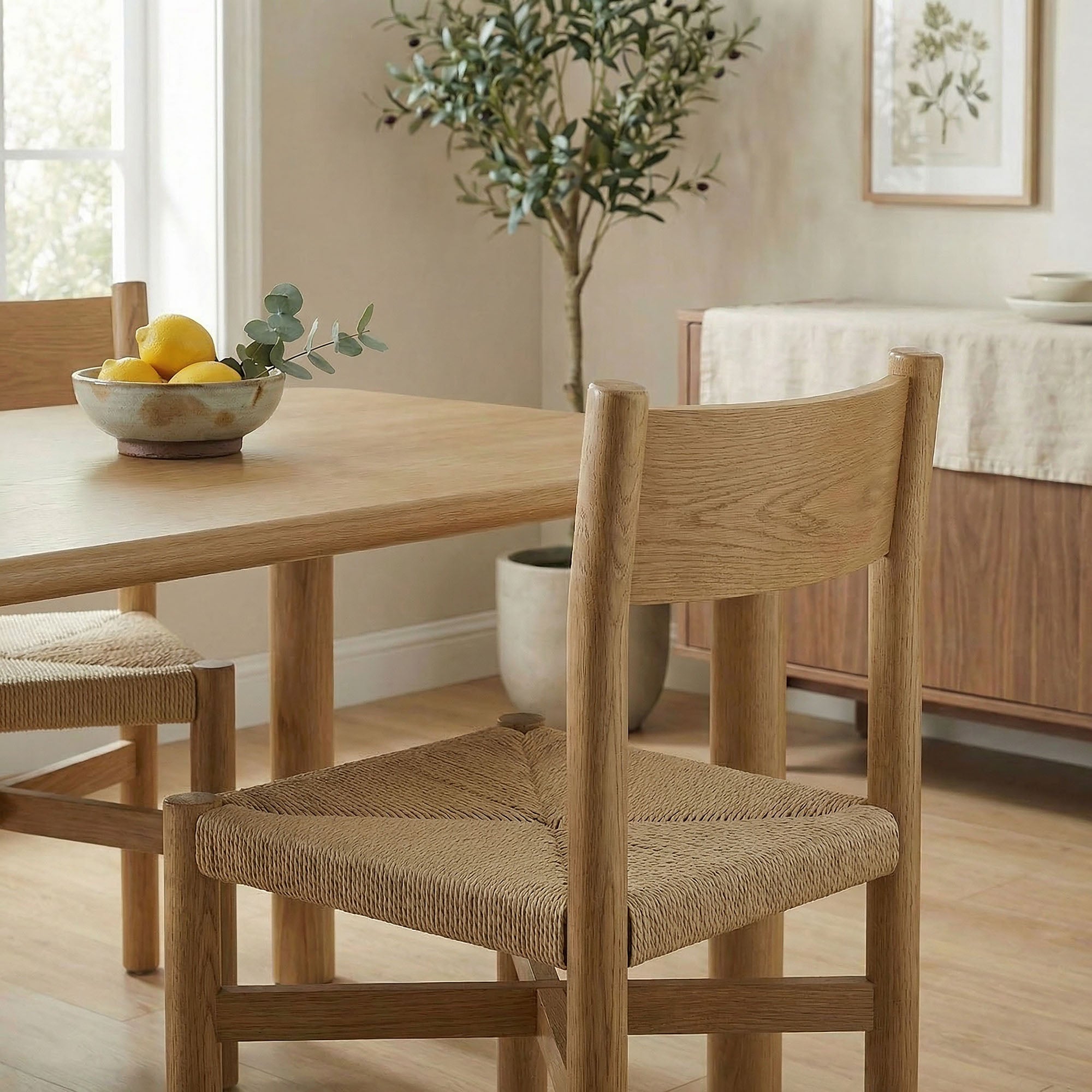 Modway Alvia Oak Wood Dining Side Chair With Woven Seat EEI-7541