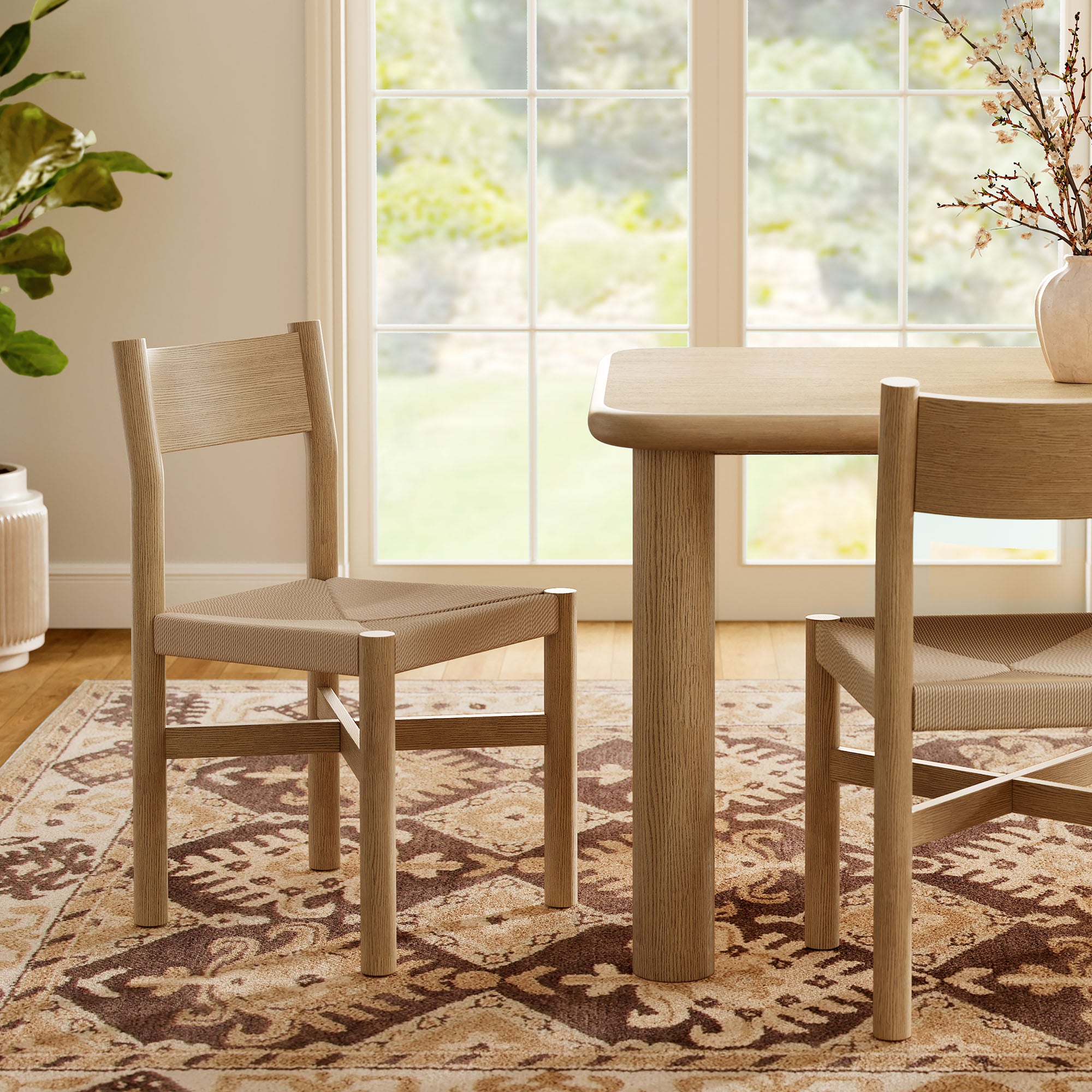 Modway Alvia Oak Wood Dining Side Chair With Woven Seat EEI-7541