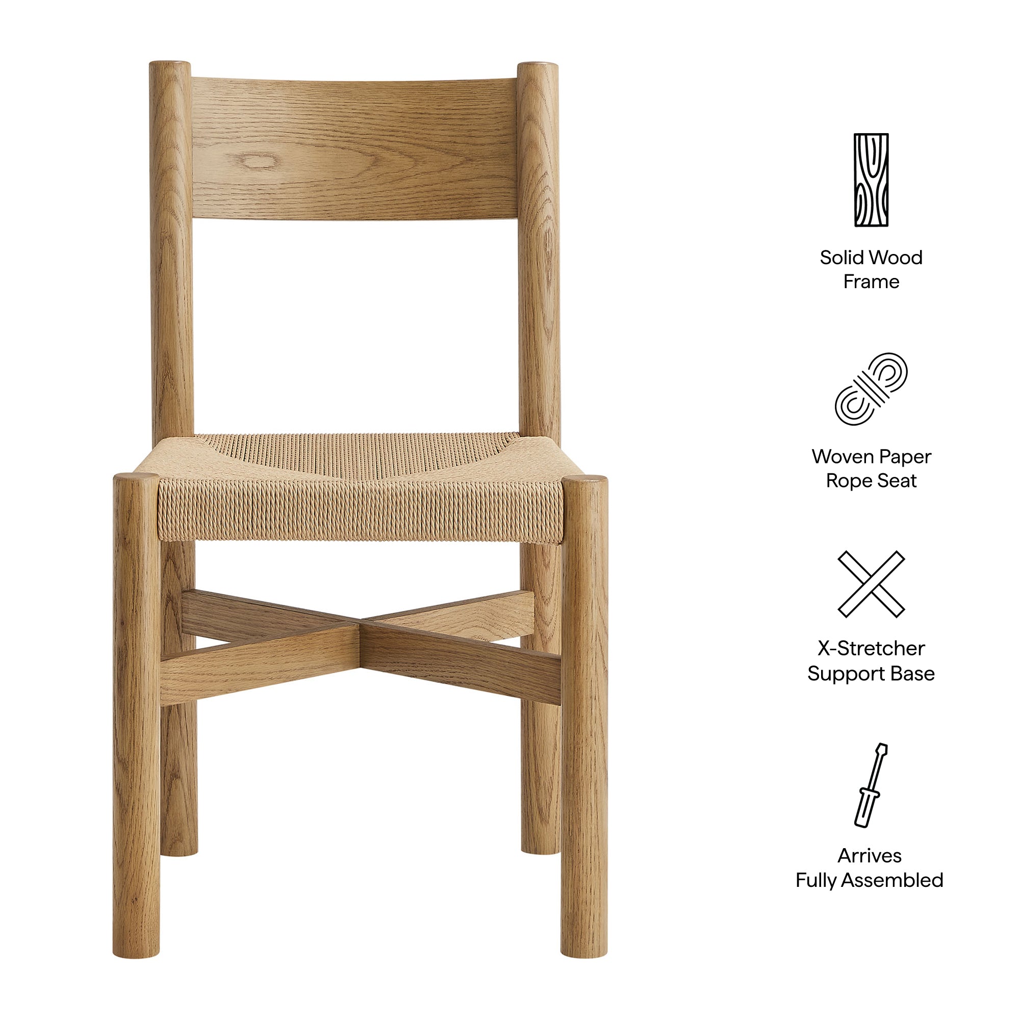 Modway Alvia Oak Wood Dining Side Chair With Woven Seat EEI-7541