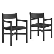 Modway Alvia Oak Wood Dining Armchairs With Woven Seats Set of 2 EEI-7542