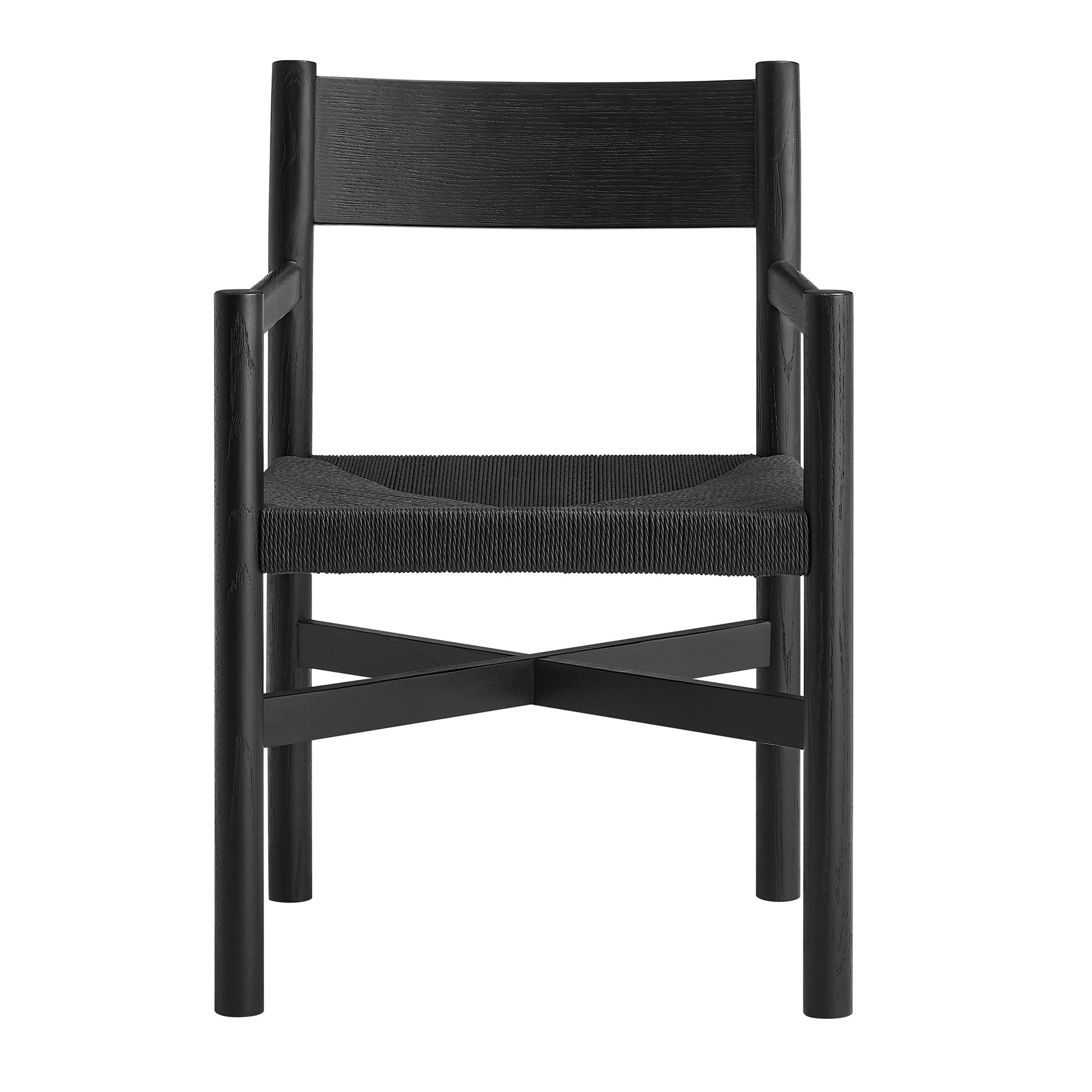 Modway Alvia Oak Wood Dining Armchairs With Woven Seats Set of 2 EEI-7542