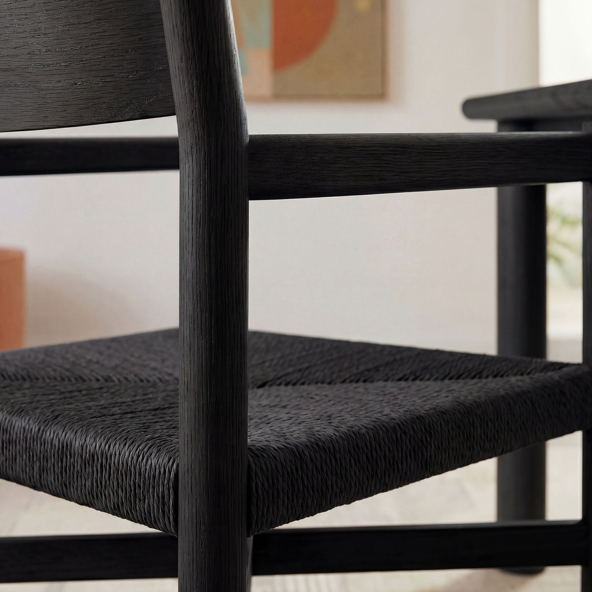 Modway Alvia Oak Wood Dining Armchairs With Woven Seats Set of 2 EEI-7542