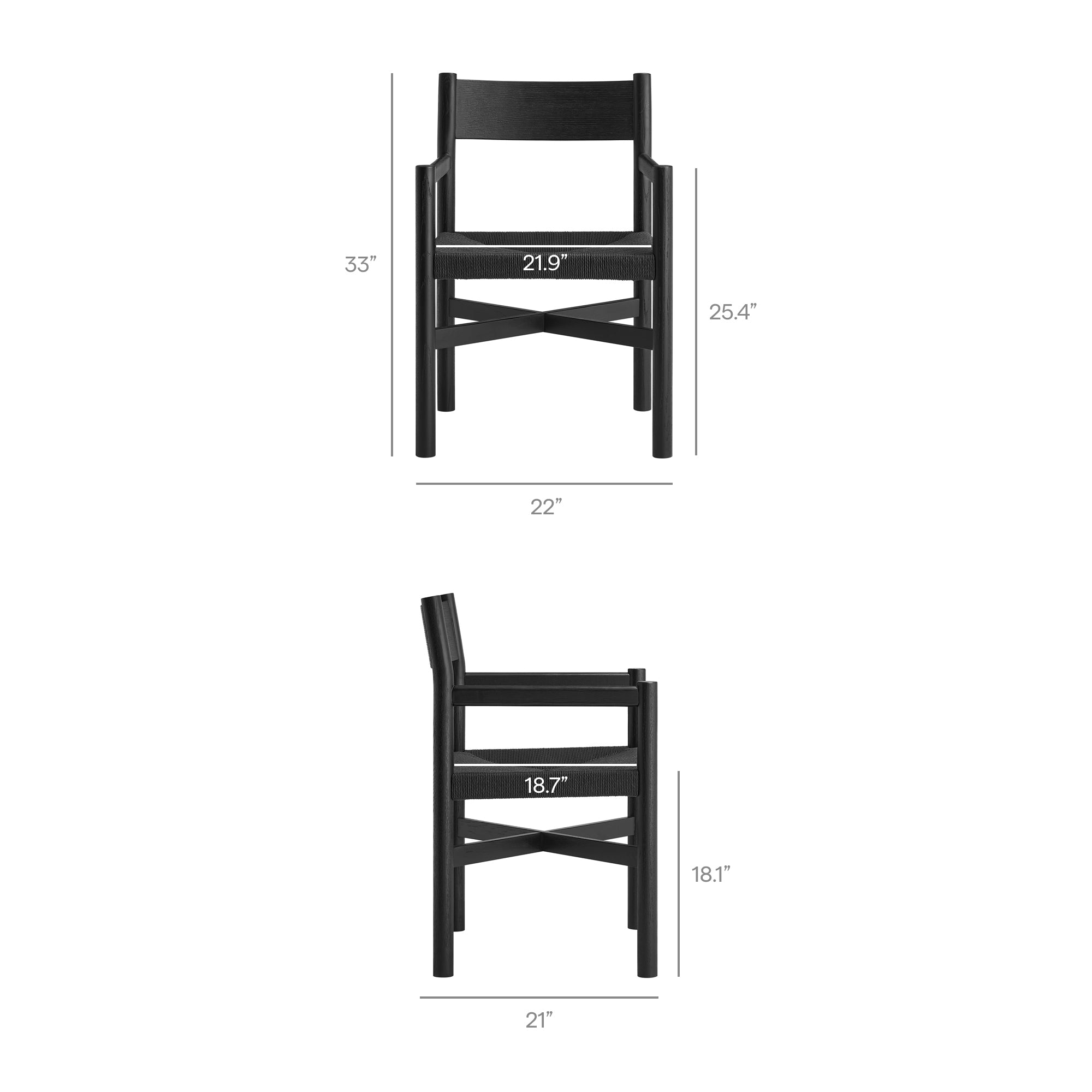 Modway Alvia Oak Wood Dining Armchairs With Woven Seats Set of 2 EEI-7542